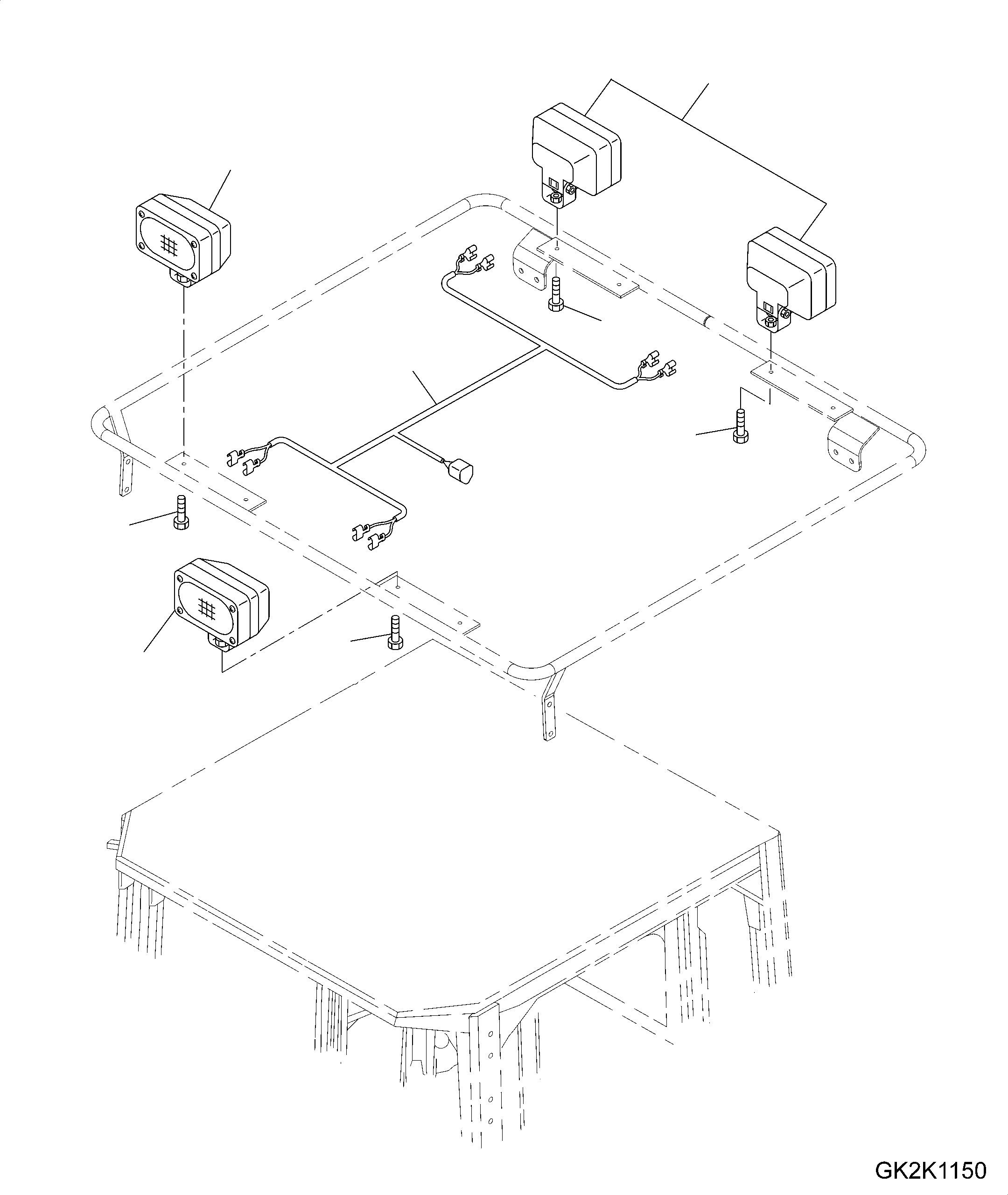 Wheel Loaders Komatsu / WA500-7 S/N 10001-UP(0000636H) / Working Lamp, Additional, Only with Roof Rail(E008001 : E0340-003001)