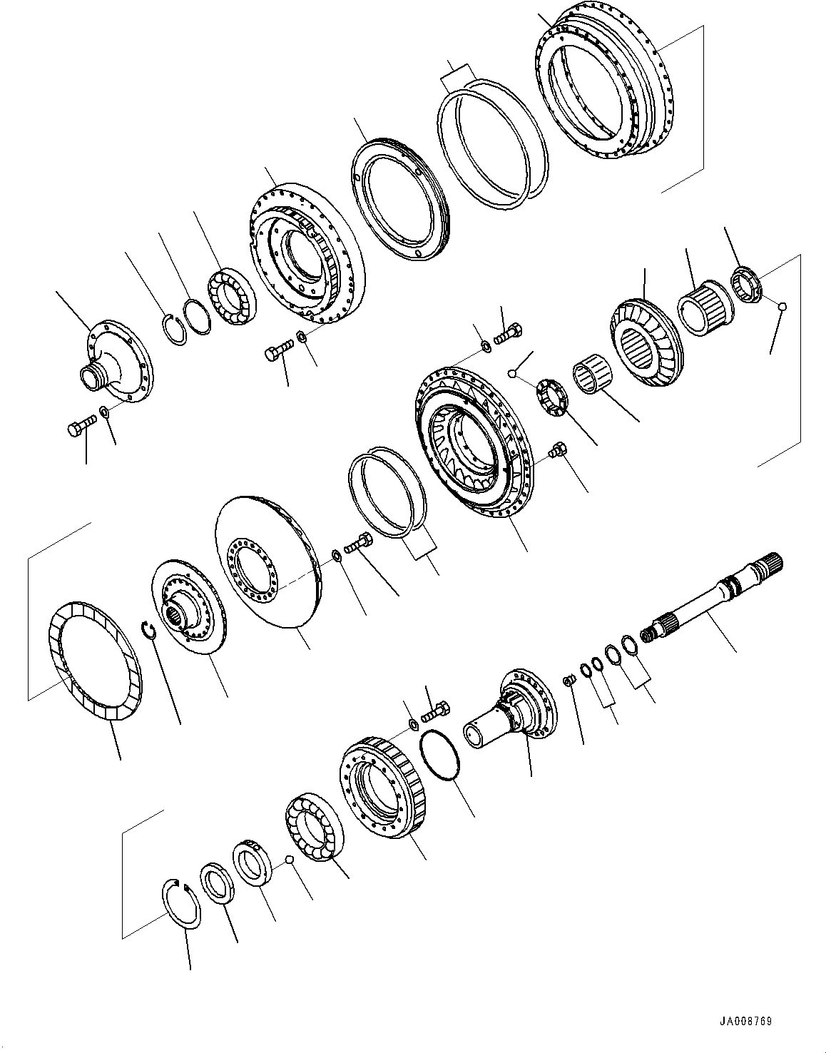 Wheel Loaders Komatsu / WA500-7 S/N 10001-UP(0000636H) / Torque Converter and Transmission, Input Shaft and Drive Case(F002001 : F4300-001001)