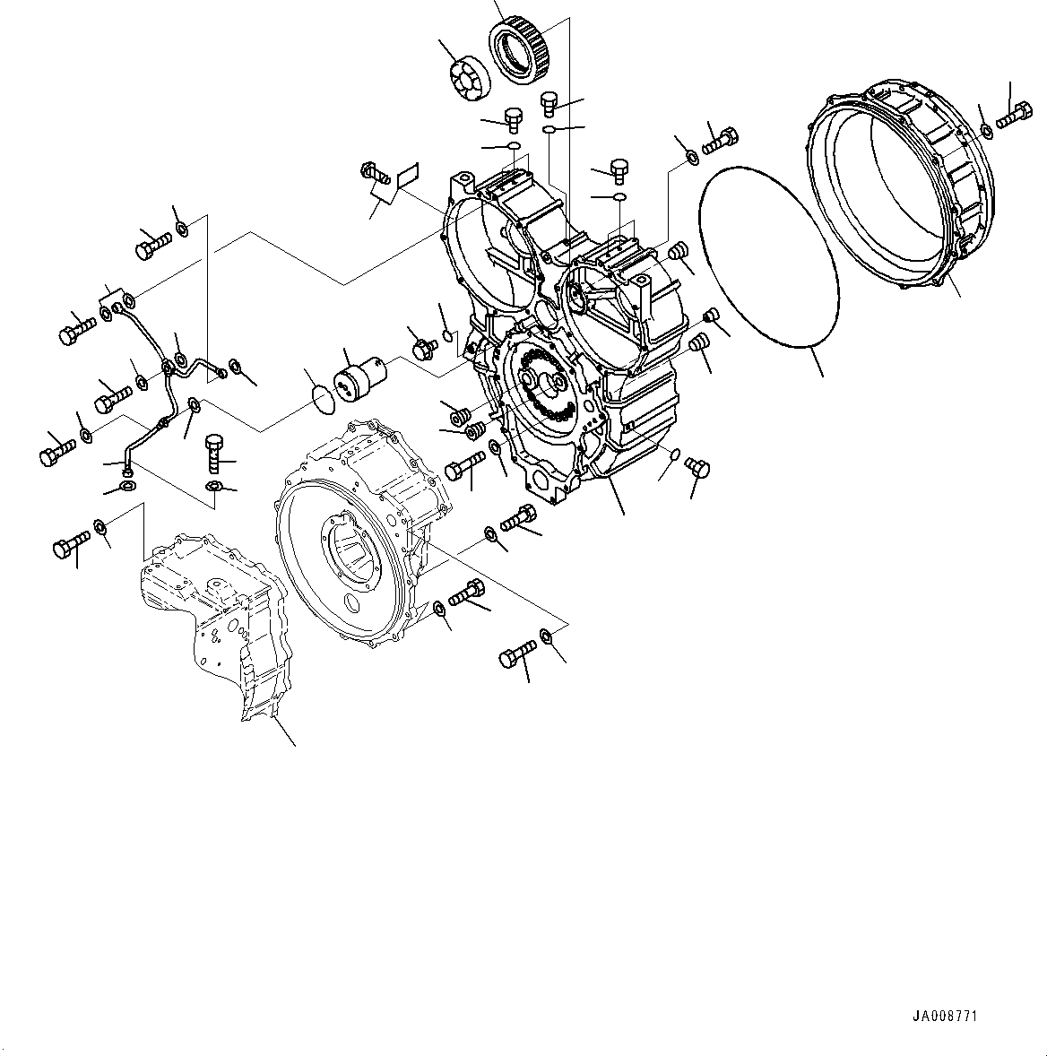 Wheel Loaders Komatsu / WA500-7 S/N 10001-UP(0000636H) / Torque Converter and Transmission, Torque Converter Case (1/2)(F002003 : F4300-001003)