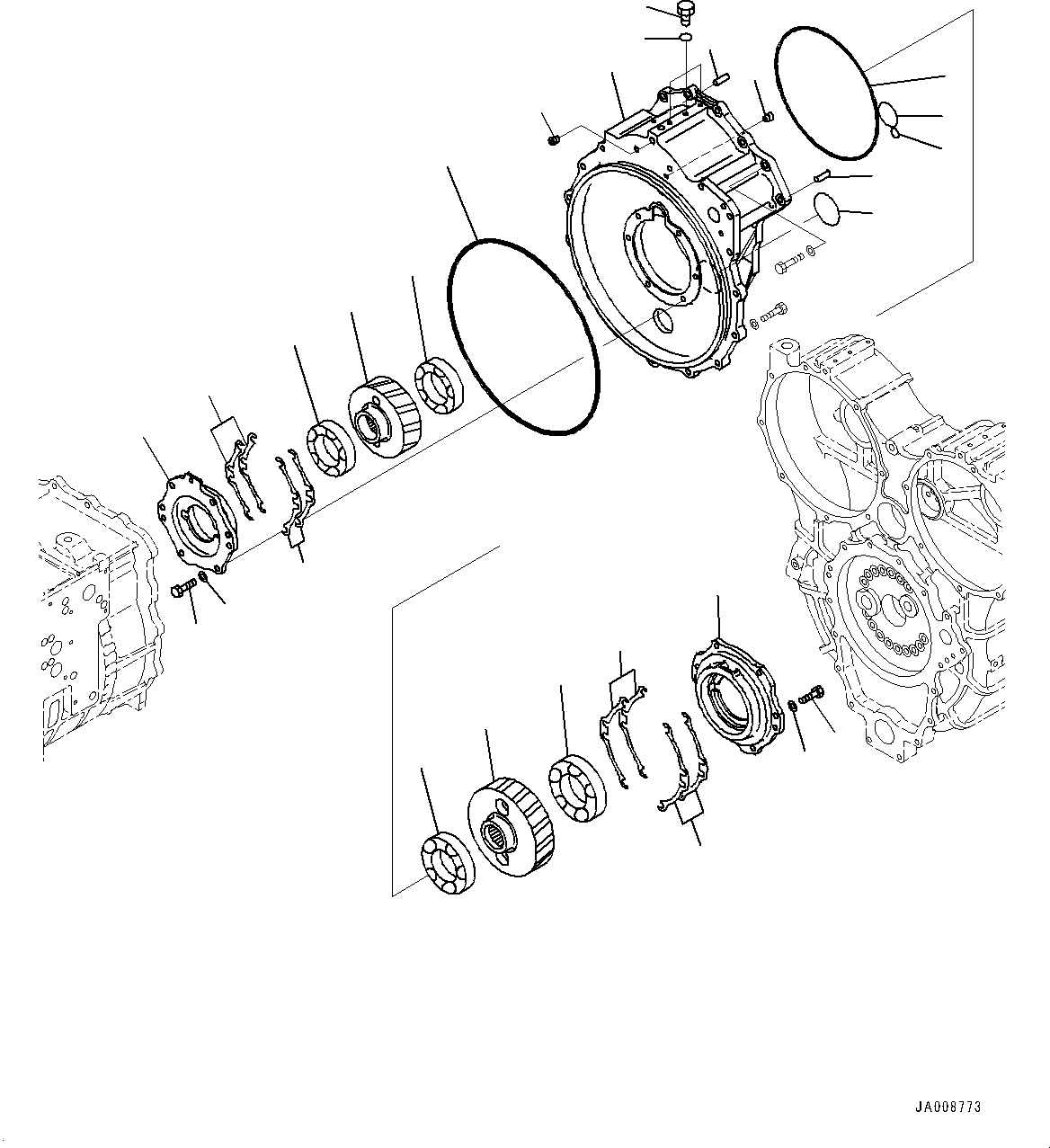Wheel Loaders Komatsu / WA500-7 S/N 10001-UP(0000636H) / Torque Converter and Transmission, Torque Converter Case (2/2)(F002005 : F4300-001005)