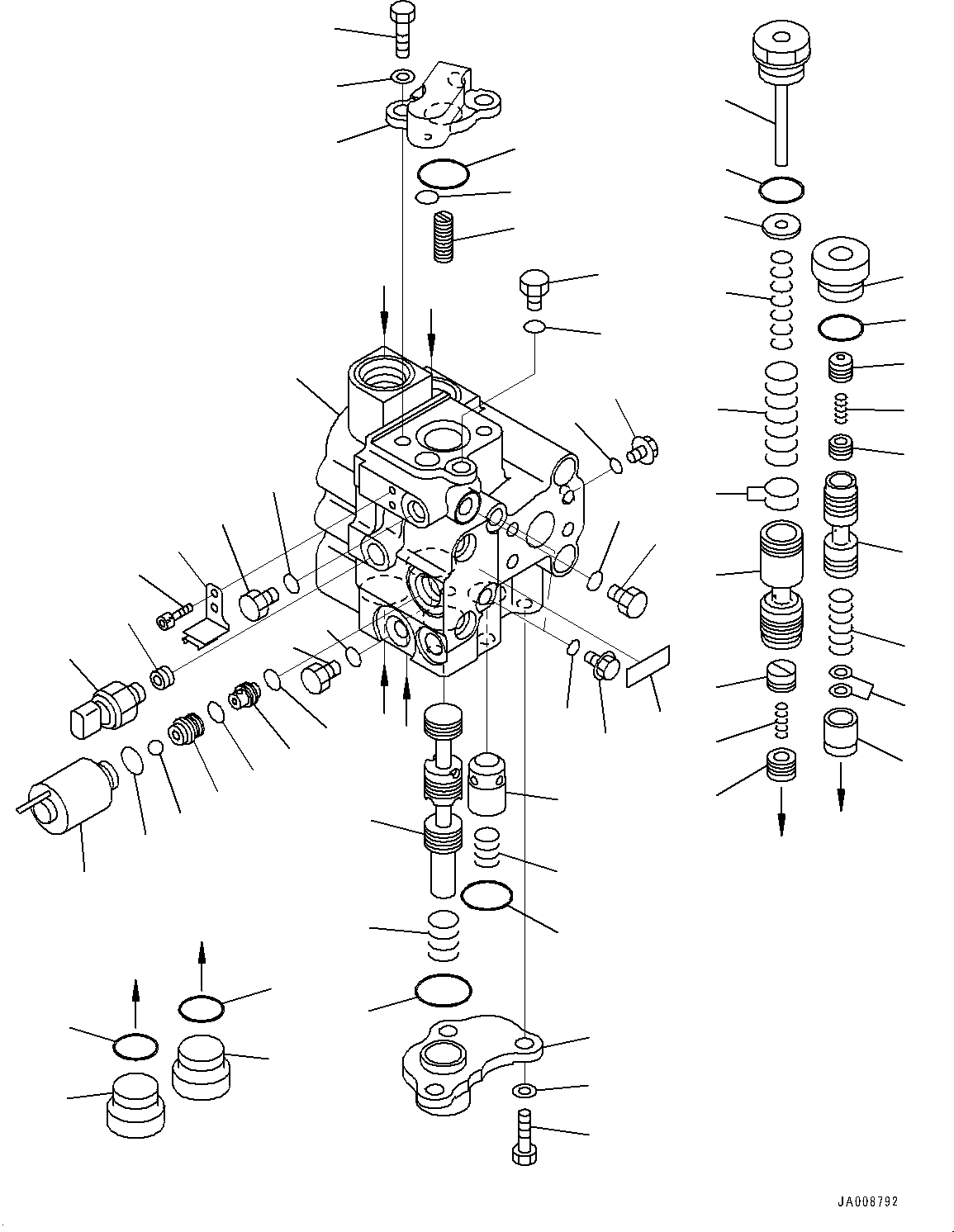 Wheel Loaders Komatsu / WA500-7 S/N 10001-UP(0000636H) / Torque Converter and Transmission, Main Flow Selector Valve(F002022 : F4300-001022)