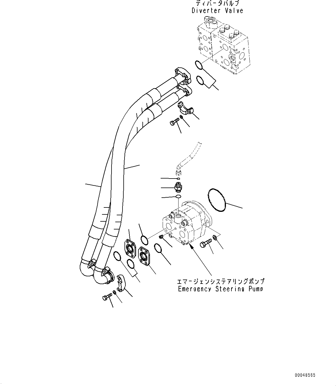Wheel Loaders Komatsu / WA500-7 S/N 10001-UP(0000636H) / Torque Converter and Transmission, Emergency Steering Pump Piping (2/2)(F002035 : F4300-001035)