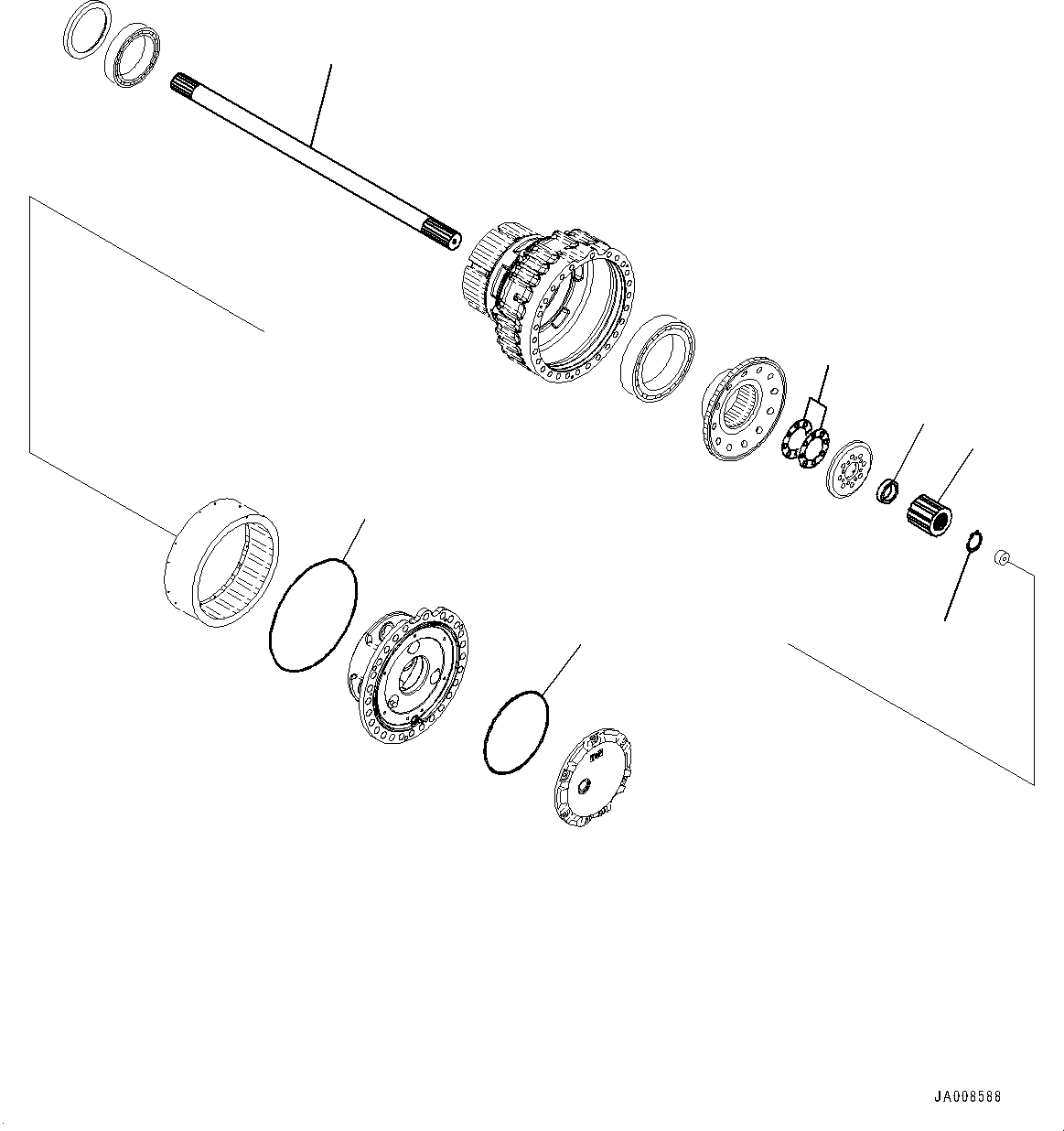 Wheel Loaders Komatsu / WA500-7 S/N 10001-UP(0000636H) / Front Axle, with Limited Slip Differential, Final Drive L.H. (3/3)(F004003 : F4400-002003)