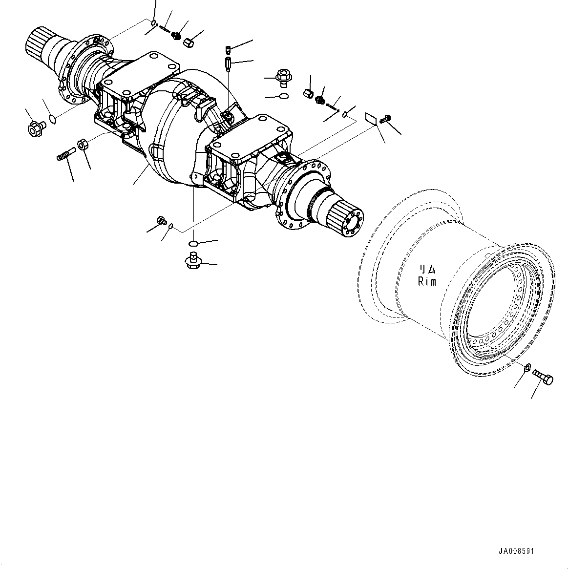 Wheel Loaders Komatsu / WA500-7 S/N 10001-UP(0000636H) / Front Axle, with Limited Slip Differential, Housing and Related Parts(F004009 : F4400-002009)
