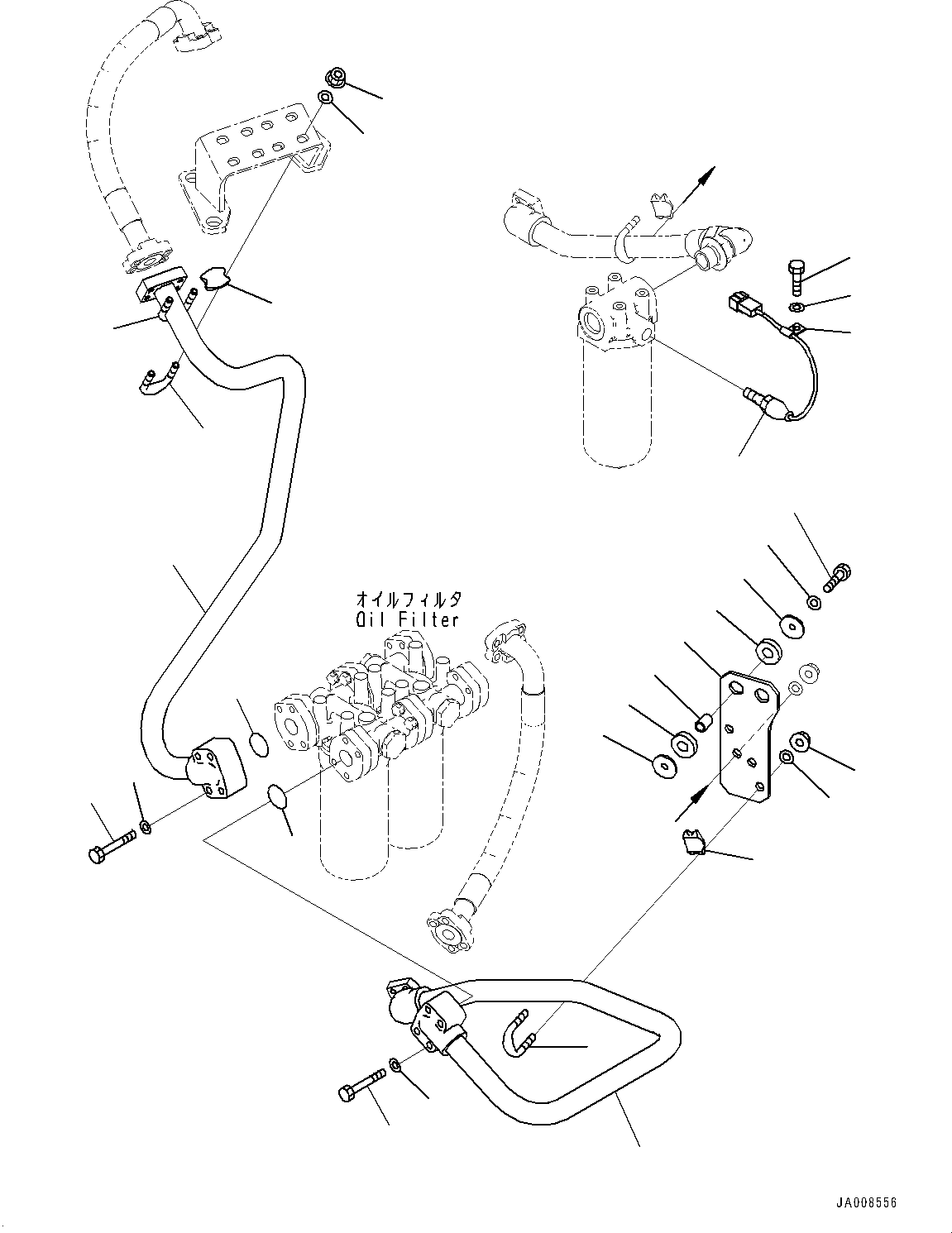Wheel Loaders Komatsu / WA500-7 S/N 10001-UP(0000636H) / Torque Converter and Transmission Oil Piping, Oil Filter Piping (1/2)(F007002 : F4700-001002)