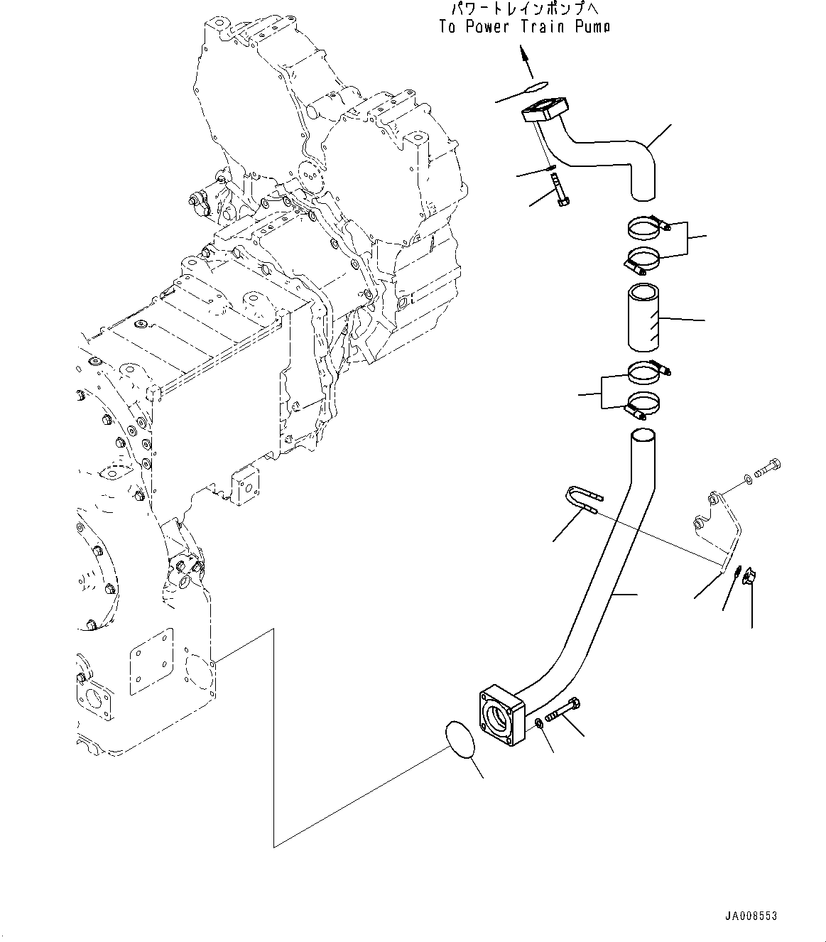 Wheel Loaders Komatsu / WA500-7 S/N 10001-UP(0000636H) / Torque Converter and Transmission Oil Piping, Transfer Case To Power Train Pump(F007004 : F4700-001004)