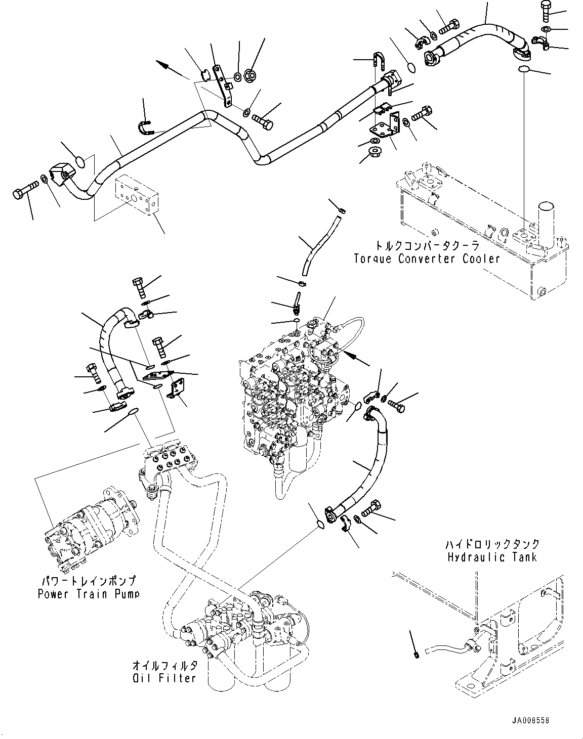 Wheel Loaders Komatsu / WA500-7 S/N 10001-UP(0000636H) / Torque Converter and Transmission Oil Piping, Torque Converter Cooler Piping (2/2)(F007006 : F4700-001006)