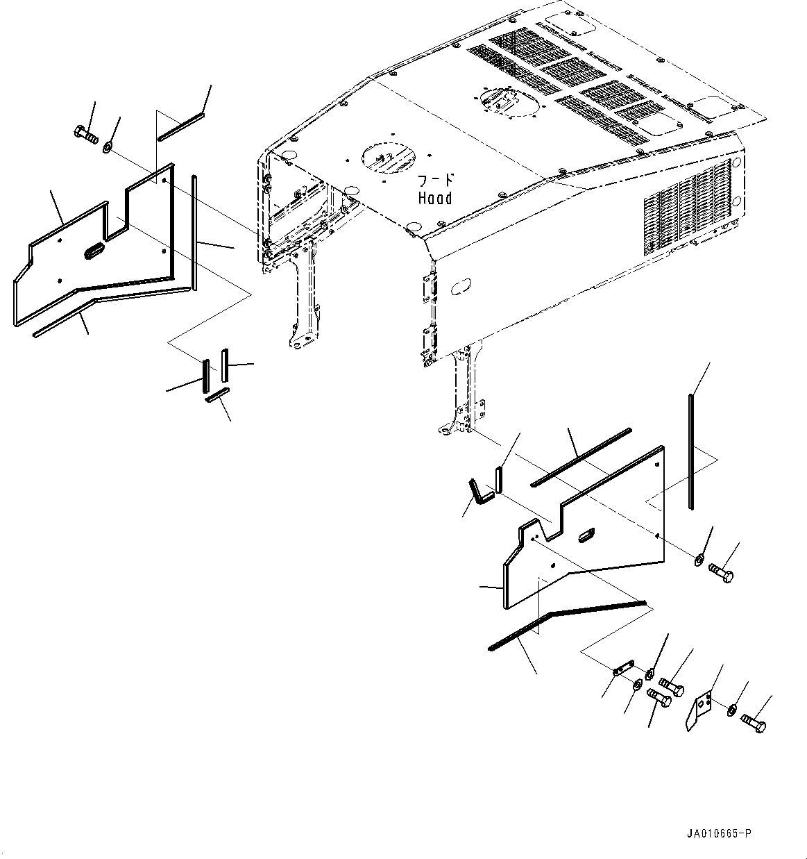 Wheel Loaders Komatsu / WA500-7 S/N 10001-UP(0000636H) / Hood Door, Side Panel(M001003 : M4110-001003)