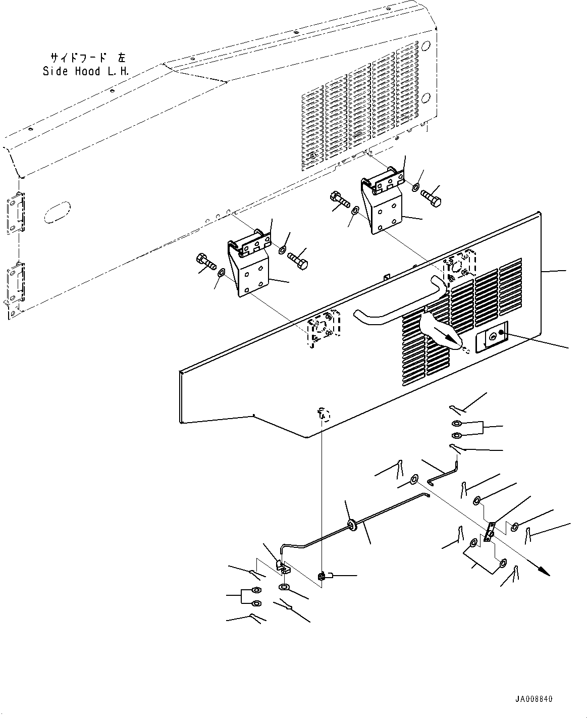 Wheel Loaders Komatsu / WA500-7 S/N 10001-UP(0000636H) / Hood Door, Side Door, L.H.(M001004 : M4110-001004)