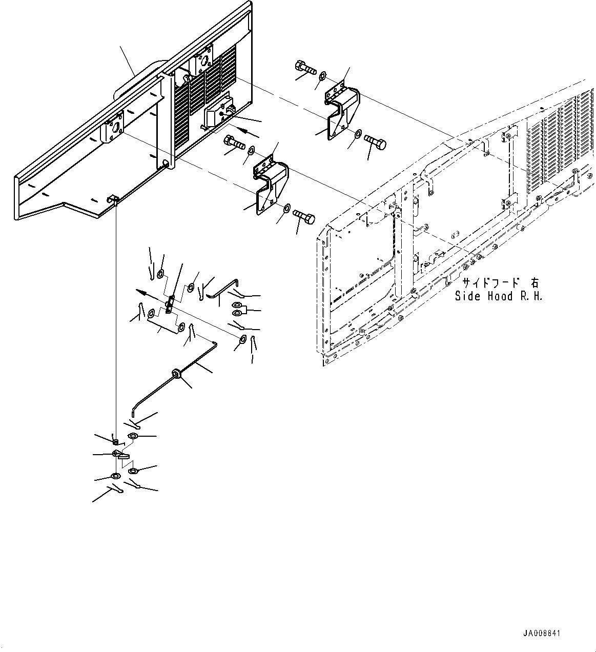 Wheel Loaders Komatsu / WA500-7 S/N 10001-UP(0000636H) / Hood Door, Side Door, R.H.(M001005 : M4110-001005)