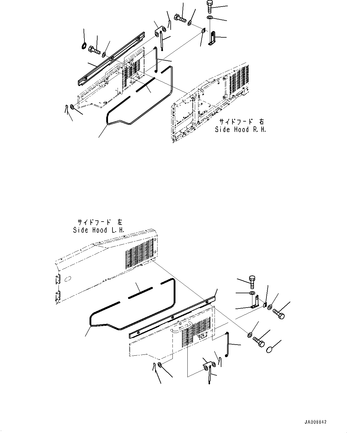 Wheel Loaders Komatsu / WA500-7 S/N 10001-UP(0000636H) / Hood Door, Side Door Related Parts(M001006 : M4110-001006)
