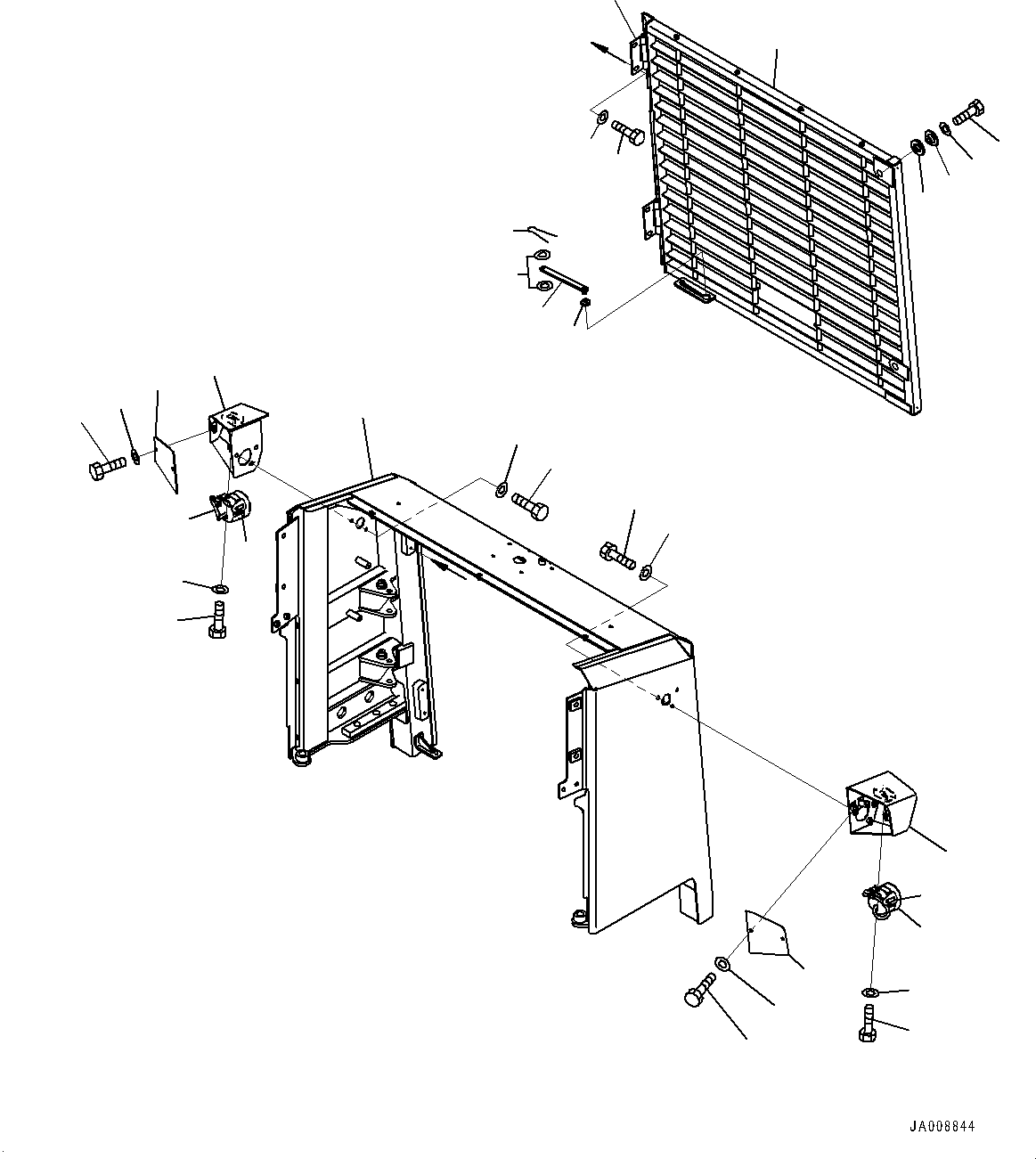 Wheel Loaders Komatsu / WA500-7 S/N 10001-UP(0000636H) / Hood Door, Grille and Combination Lamp(M001008 : M4110-001008)