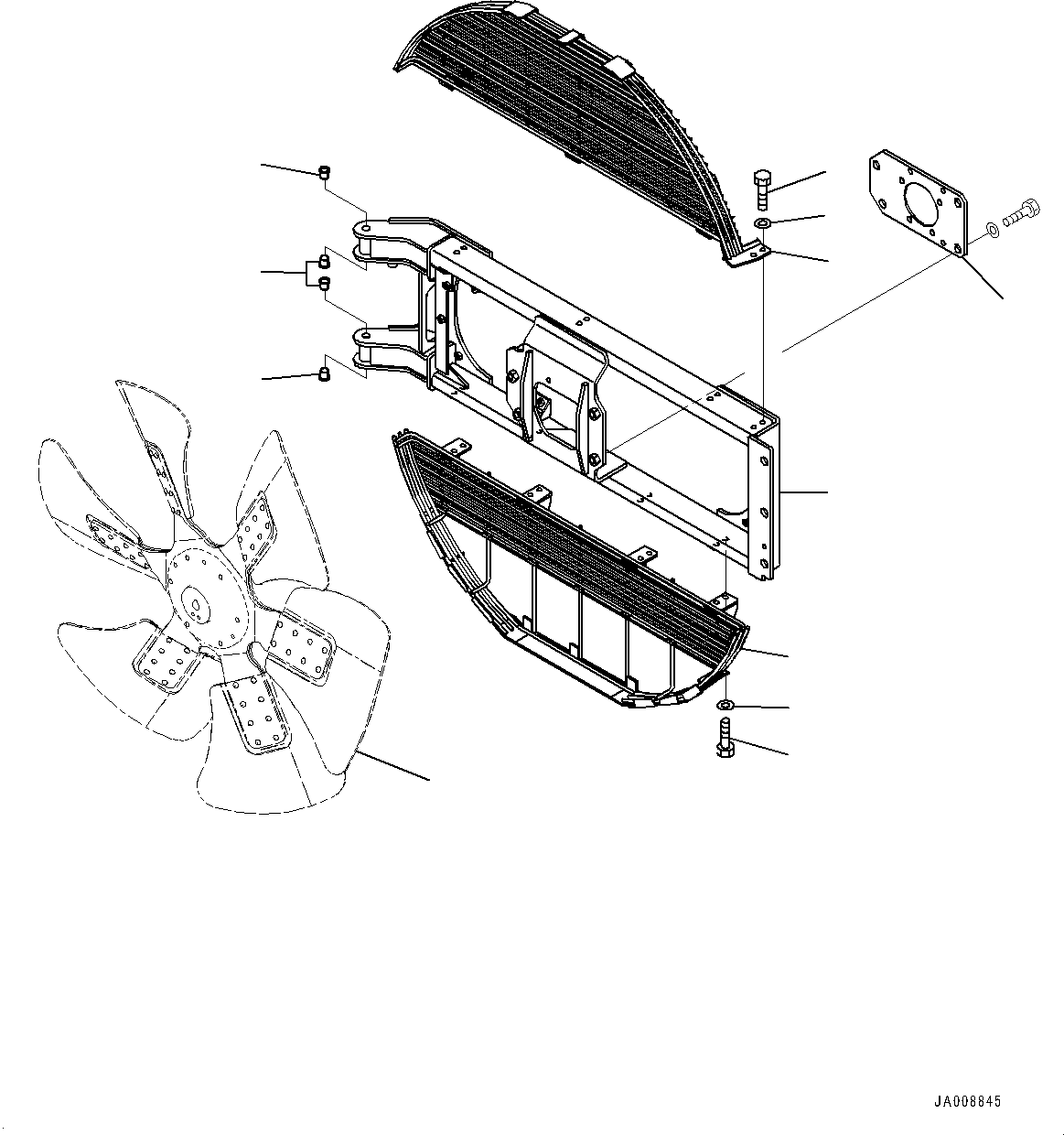 Wheel Loaders Komatsu / WA500-7 S/N 10001-UP(0000636H) / Hood Door, Fan Motor Mounting Bracket(M001009 : M4110-001009)