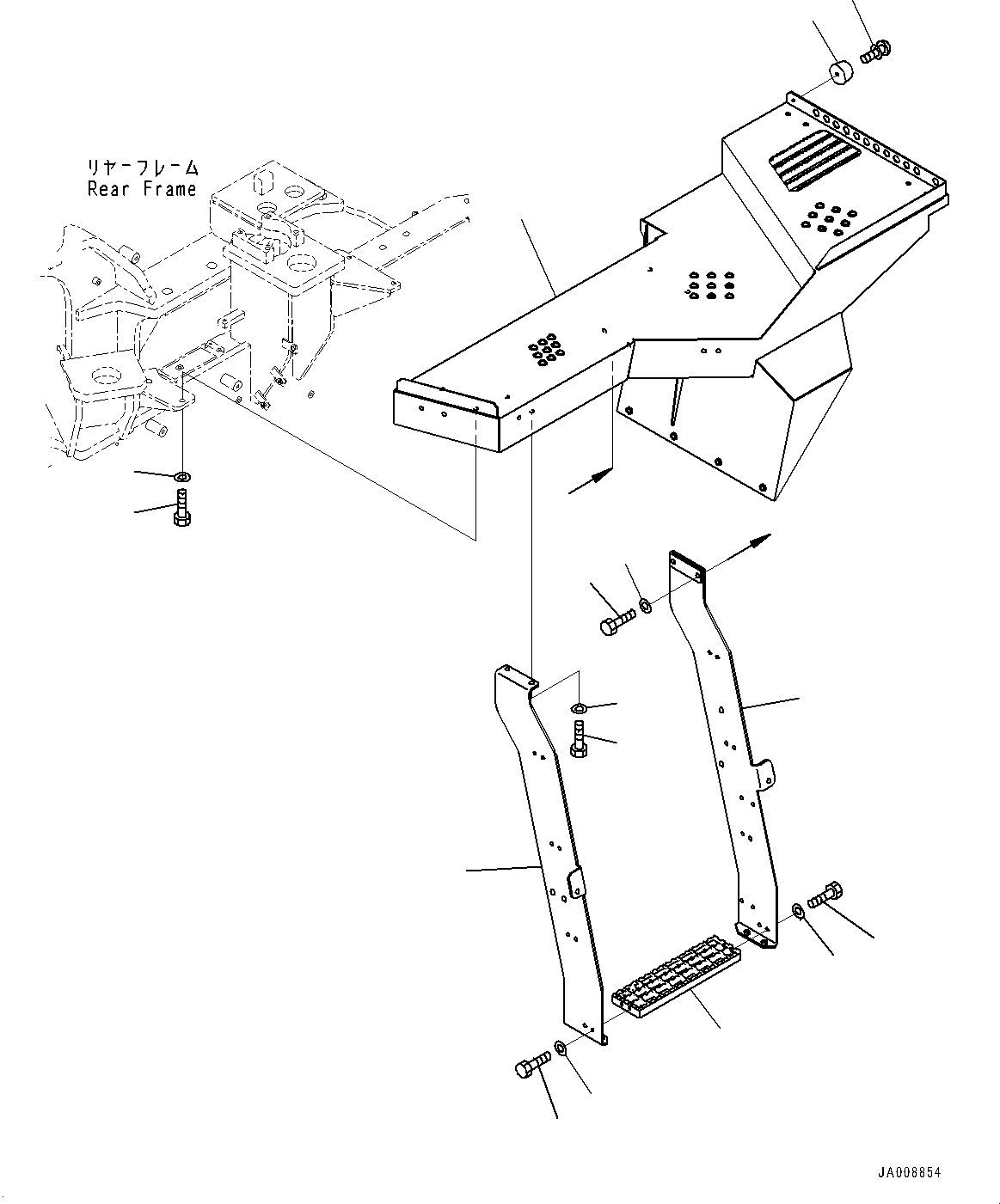 Wheel Loaders Komatsu / WA500-7 S/N 10001-UP(0000636H) / Ladder, without Fuel Quick Charge, Floor and Step L.H.(M004001 : M4310-001001)
