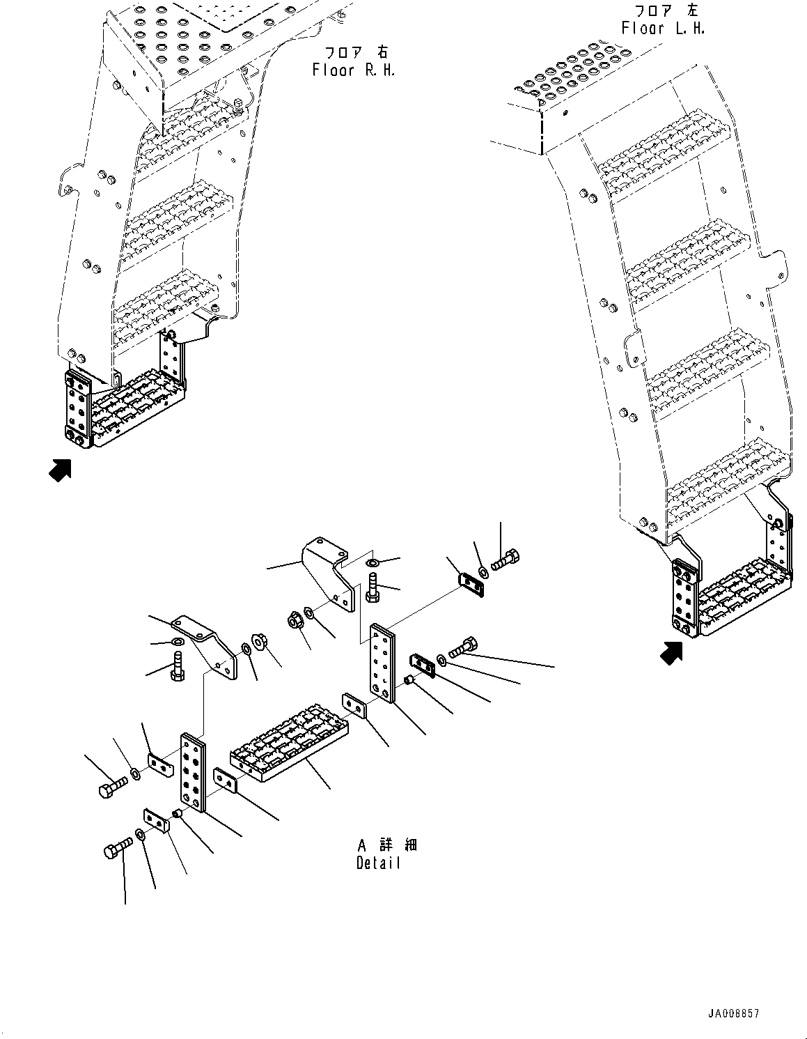 Wheel Loaders Komatsu / WA500-7 S/N 10001-UP(0000636H) / Ladder, without Fuel Quick Charge, Front Step (1/2)(M004004 : M4310-001004)