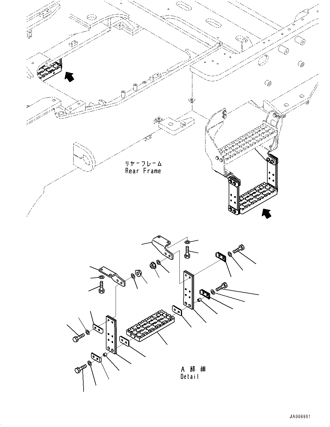 Wheel Loaders Komatsu / WA500-7 S/N 10001-UP(0000636H) / Ladder, without Fuel Quick Charge, Front Step (2/2)(M004008 : M4310-001008)