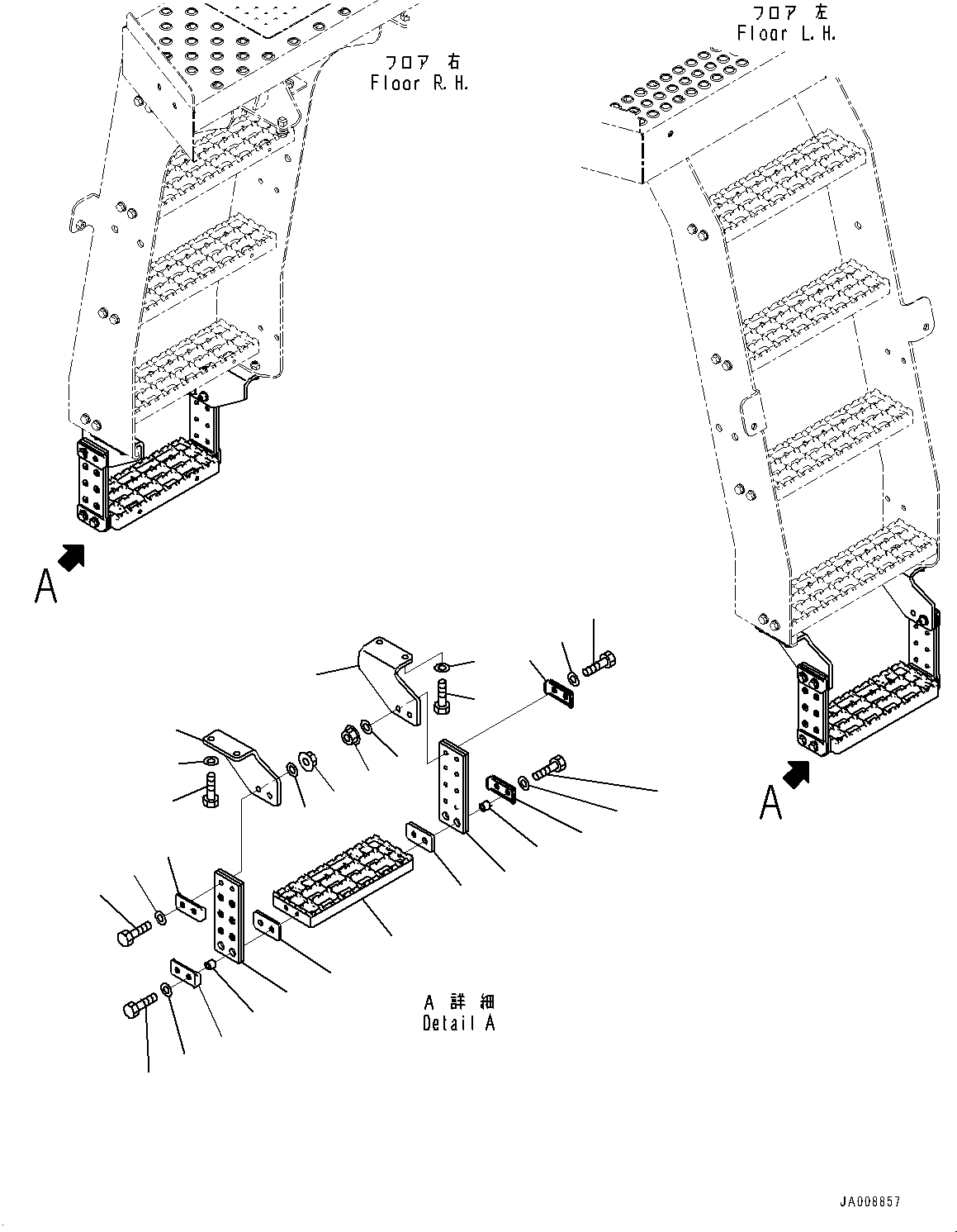Wheel Loaders Komatsu / WA500-7 S/N 10001-UP(0000636H) / Ladder, Fuel Quick Charge, Front Step (1/2)(M005004 : M4310-002004)