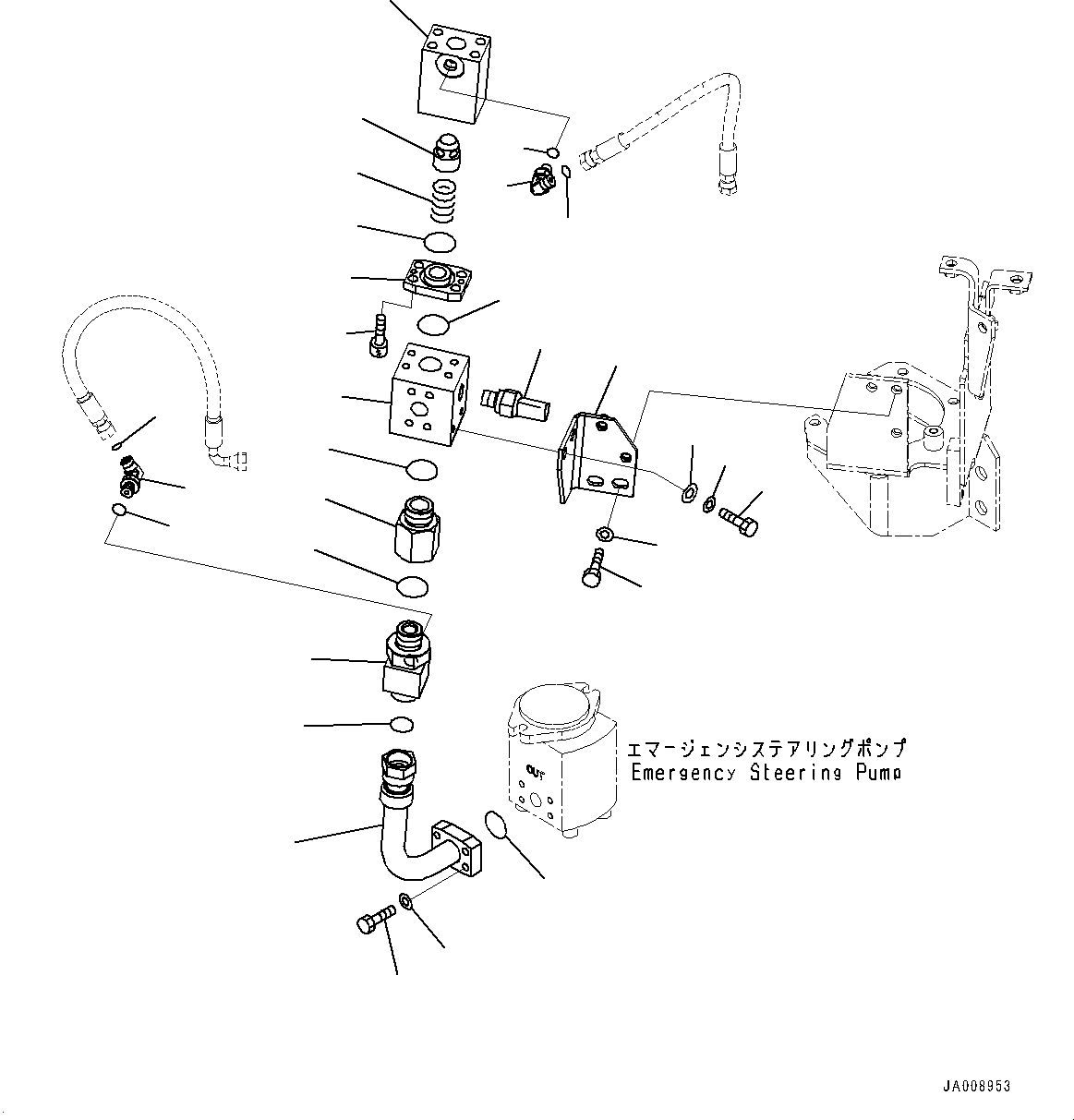 Wheel Loaders Komatsu / WA380Z-6 S/N 66847-UP(0000638C) / Torque Converter and Transmission, Emergency Steering Pump Piping (#66847-)(F003025 : F4300-002025)