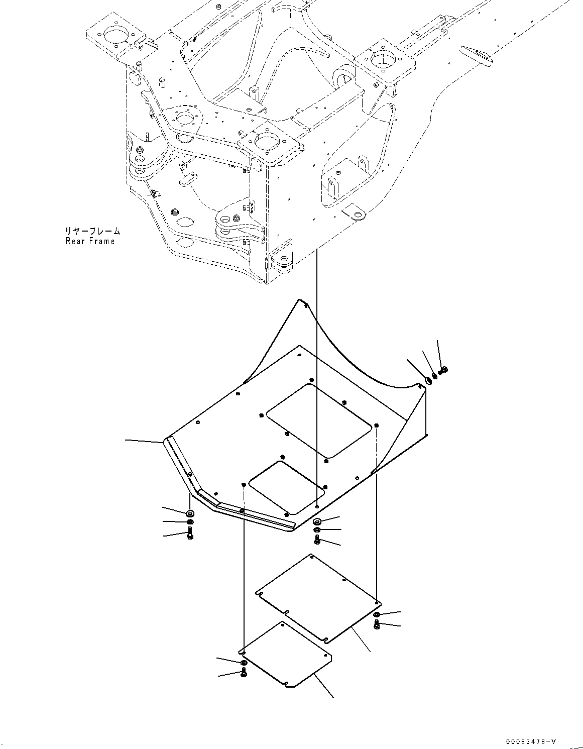 Wheel Loaders Komatsu / WA380Z-6 S/N 66847-UP(0000638C) / Articulate Lock Bar and Frame Cover, Guard (#66847-)(J027005 : J4190-013005)