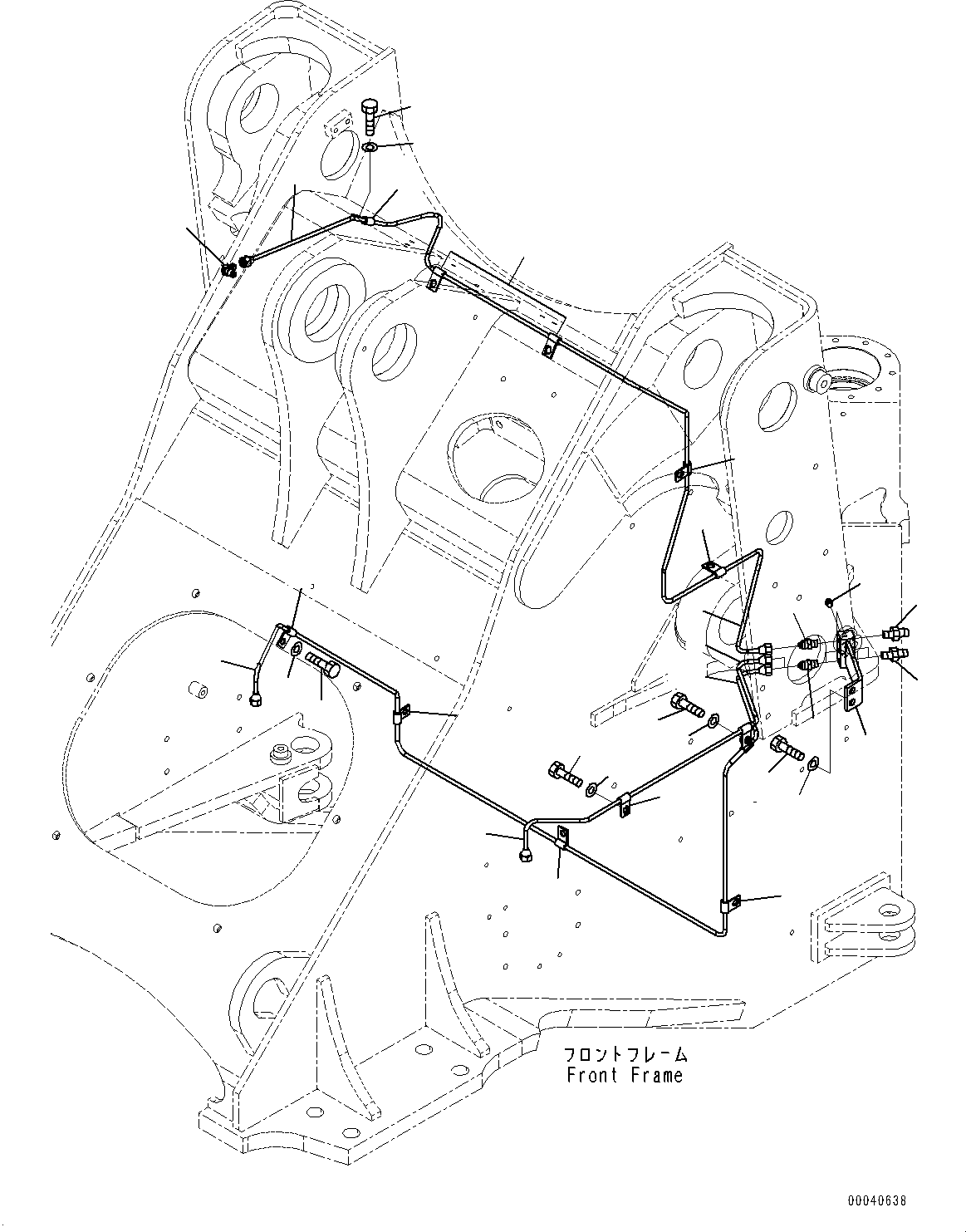 Wheel Loaders Komatsu / WA380Z-6 S/N 66847-UP(0000638C) / Remote Greasing Tube, Bucket Cylinder and Steering Cylinder Piping (#66847-)(J034002 : J4710-001002)
