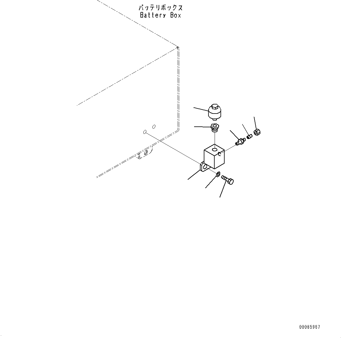 Dump Trucks Komatsu / HD785-7 S/N 30001-UP (-40 deg C Spec.)(0000642C) / Battery Box and Rear Hood, Breather (#30001-)(E001007 : E0100-034007)