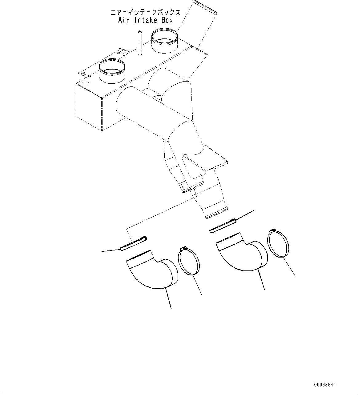 Dump Trucks Komatsu / HD785-7 S/N 30001-UP (KAL Spec.)(0000643C) / Engine Related Parts, Air Intake Piping (#30001-)(B002010 : B0000-023010)