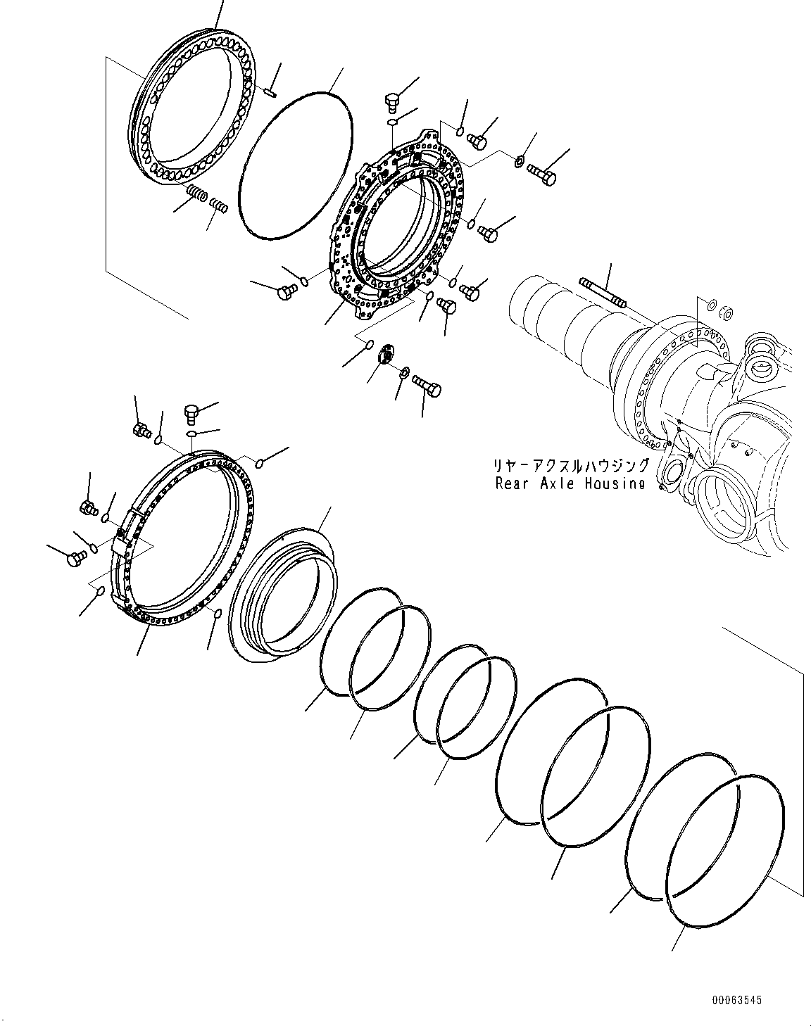 Dump Trucks Komatsu / HD785-7 S/N 30001-UP (KAL Spec.)(0000643C) / Rear Axle, Final Drive, Brake, R.H. (1/4) (#30001-)(F010012 : F3500-010012)