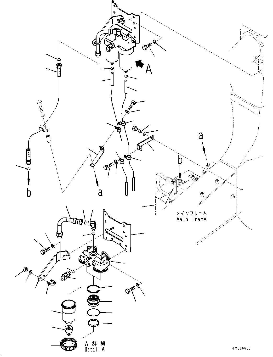 Dump Trucks Komatsu / HD785-7 S/N 30001-UP (KAL Spec.)(0000643C) / Fuel Piping, Water Separator (1/2) (#30001-)(D010006 : D0200-008006)
