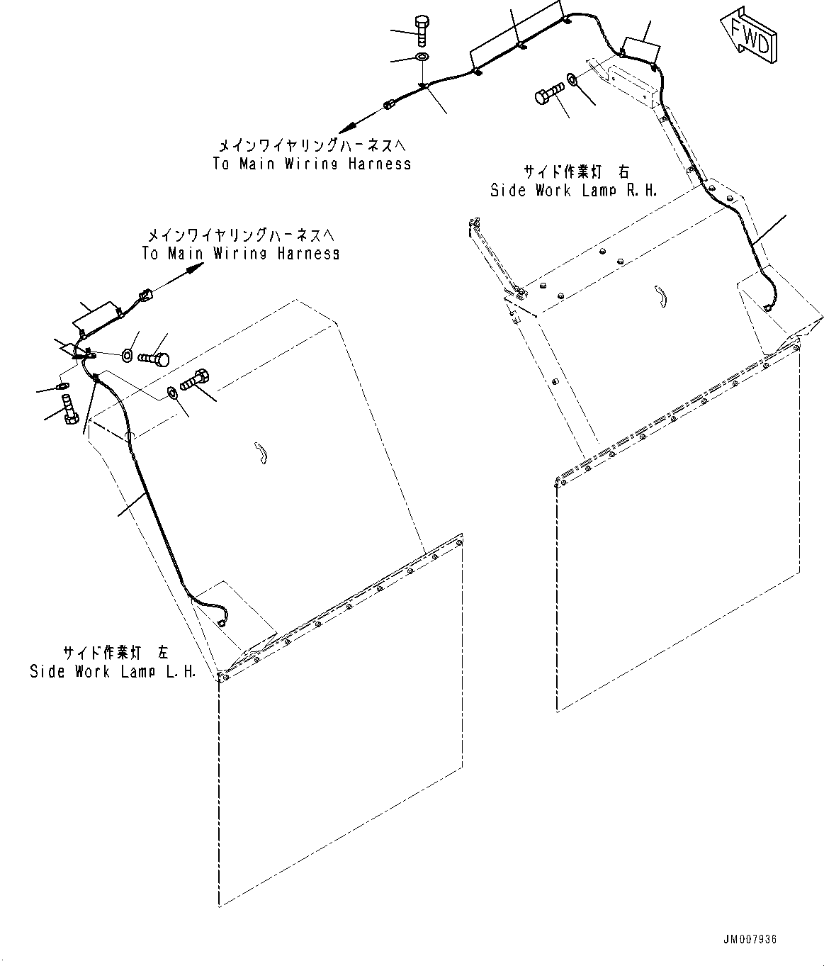 Dump Trucks Komatsu / HD785-7 S/N 30001-UP (KAL Spec.)(0000643C) / Side Lamp, Wiring Harness (#30001-)(E012002 : E0350-004002)
