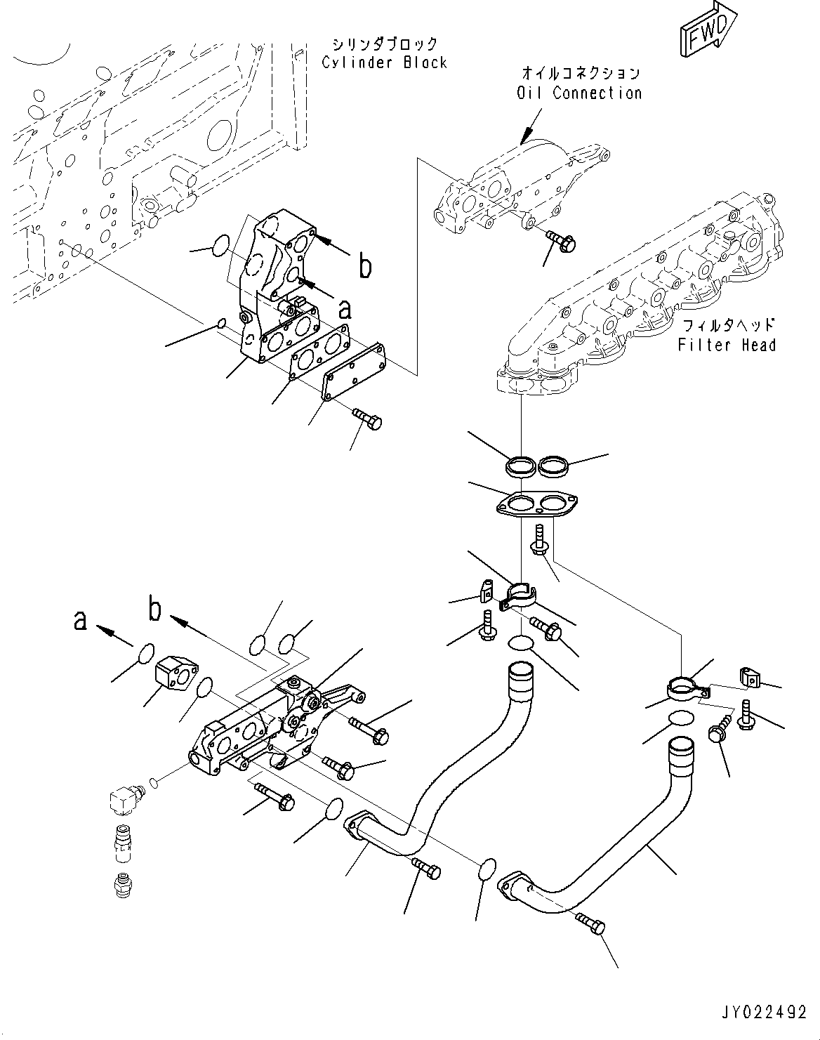 Engines Komatsu / SAA12V140E-3B S/N 505077-UP (For HD785-7/HD785AT-7)(0000644C) / Engine Oil Filter, Engine Oil Piping (#505077-)(C005003 : A3110-002002)