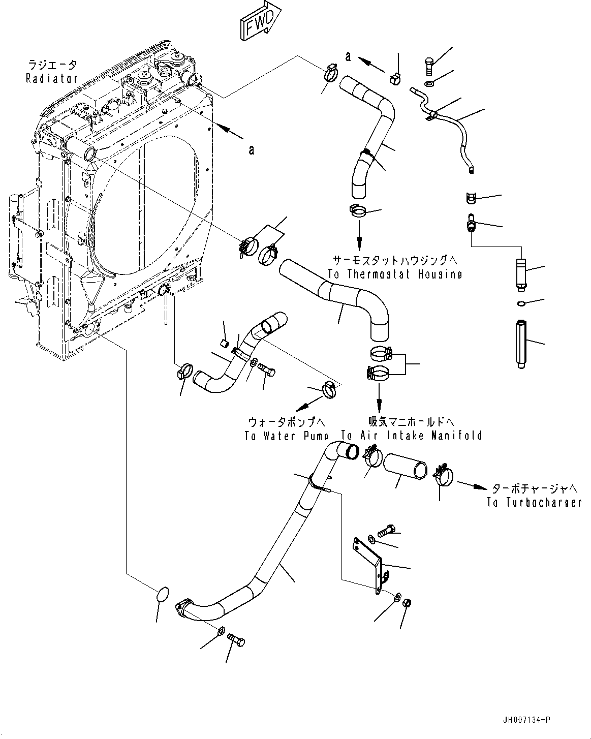 Excavators Komatsu / PC200LC-8M0 S/N 400001-UP(0000650C) / Cooling System, Aftercooler Piping (#400001-)(C002005 : C0100-026005)