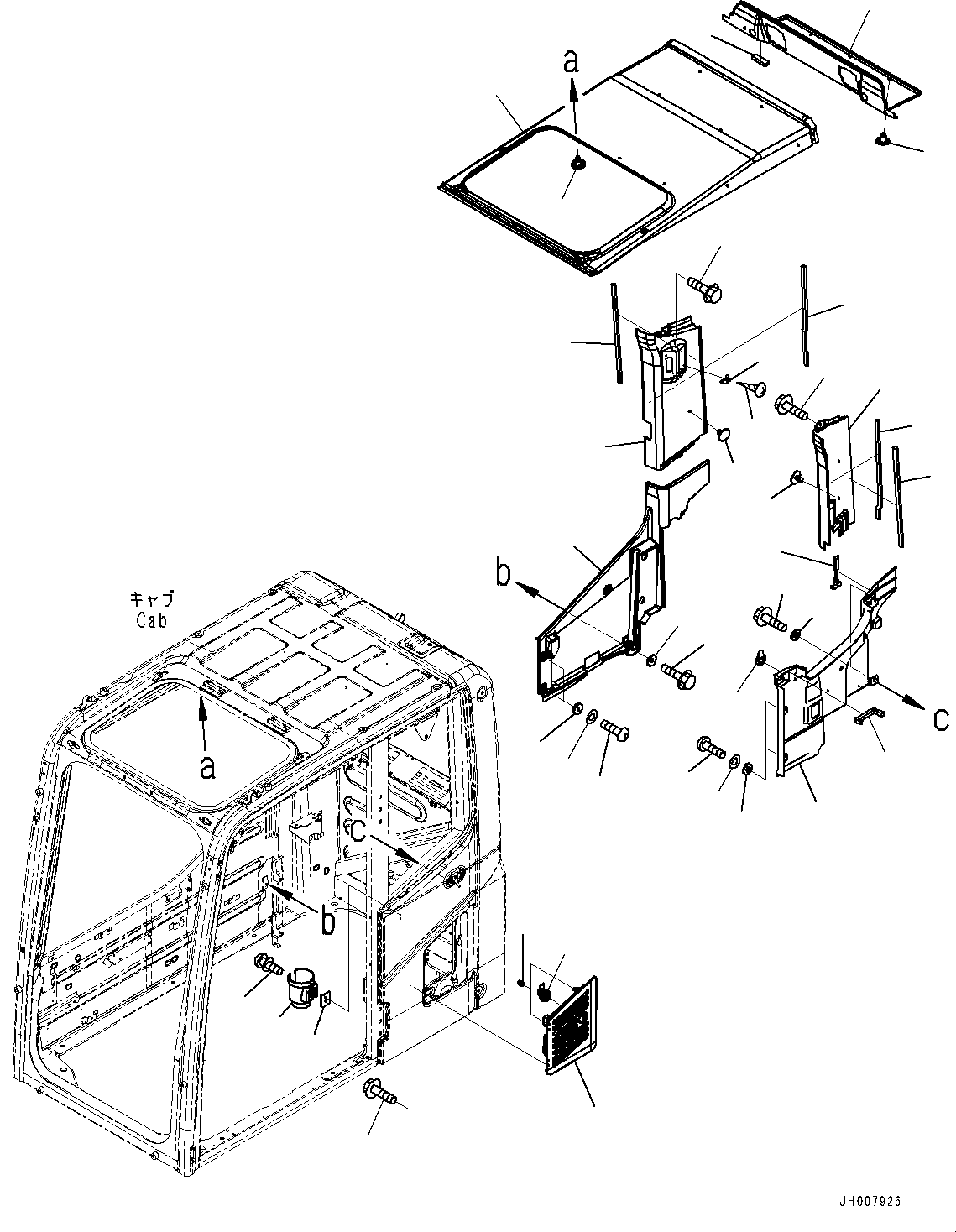 Excavators Komatsu / PC200LC-8M0 S/N 400001-UP(0000650C) / Cab, Roof Cover and Air Intake (#400001-)(K020011 : K1110-207011)