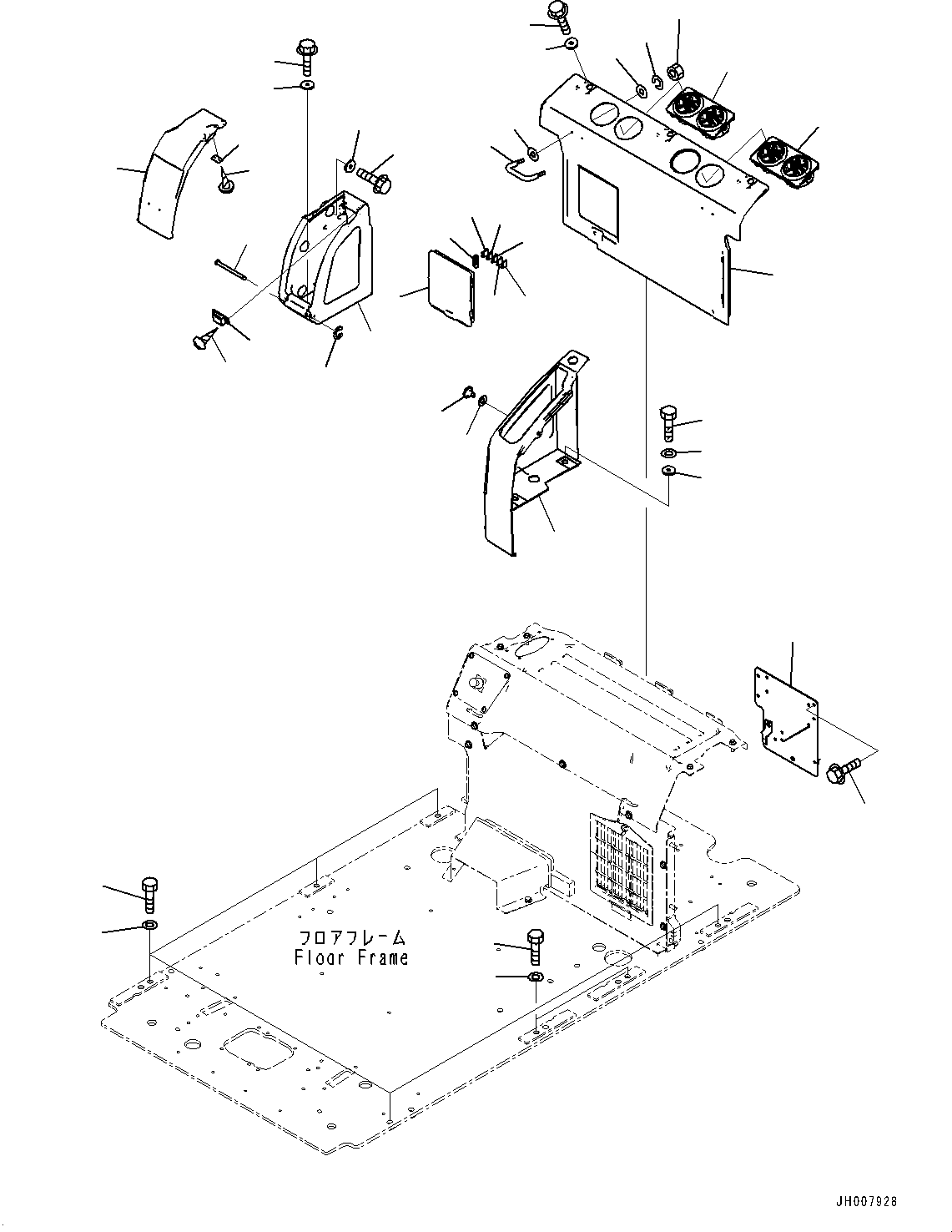 Excavators Komatsu / PC200LC-8M0 S/N 400001-UP(0000650C) / Cab, Cab In Parts, Rear Cover (#400002-)(K018024 : K1110-206024)
