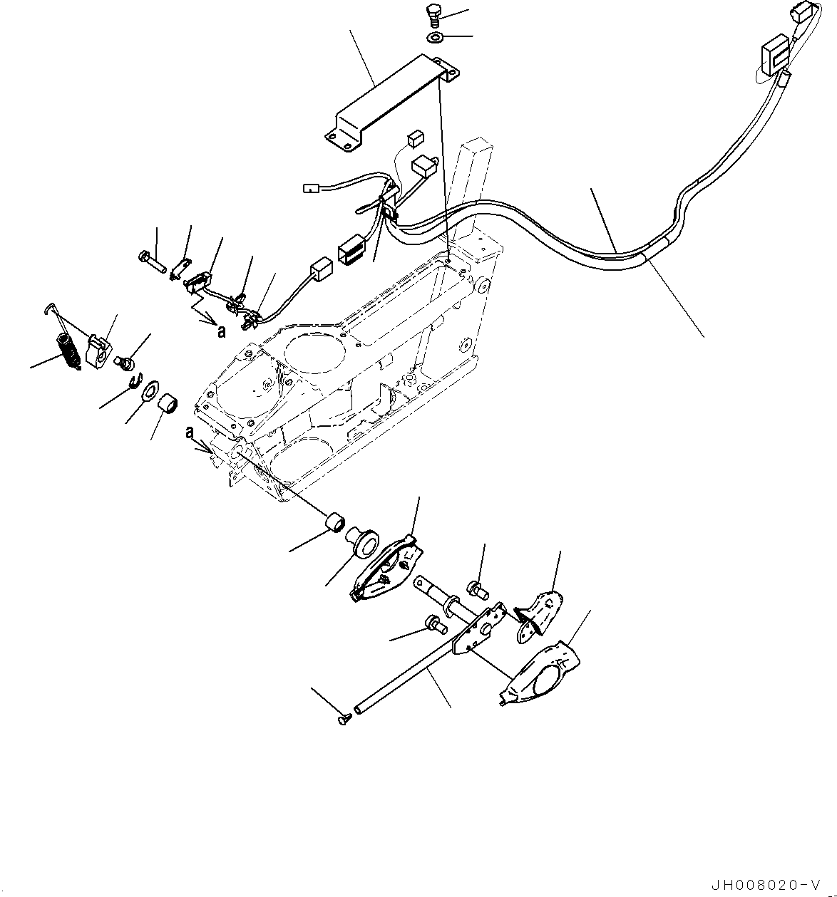 Excavators Komatsu / PC200LC-8M0 S/N 400001-UP(0000650C) / Cab, Floor, PPC Lock Lever (#400002-)(K018039 : K1110-206039)