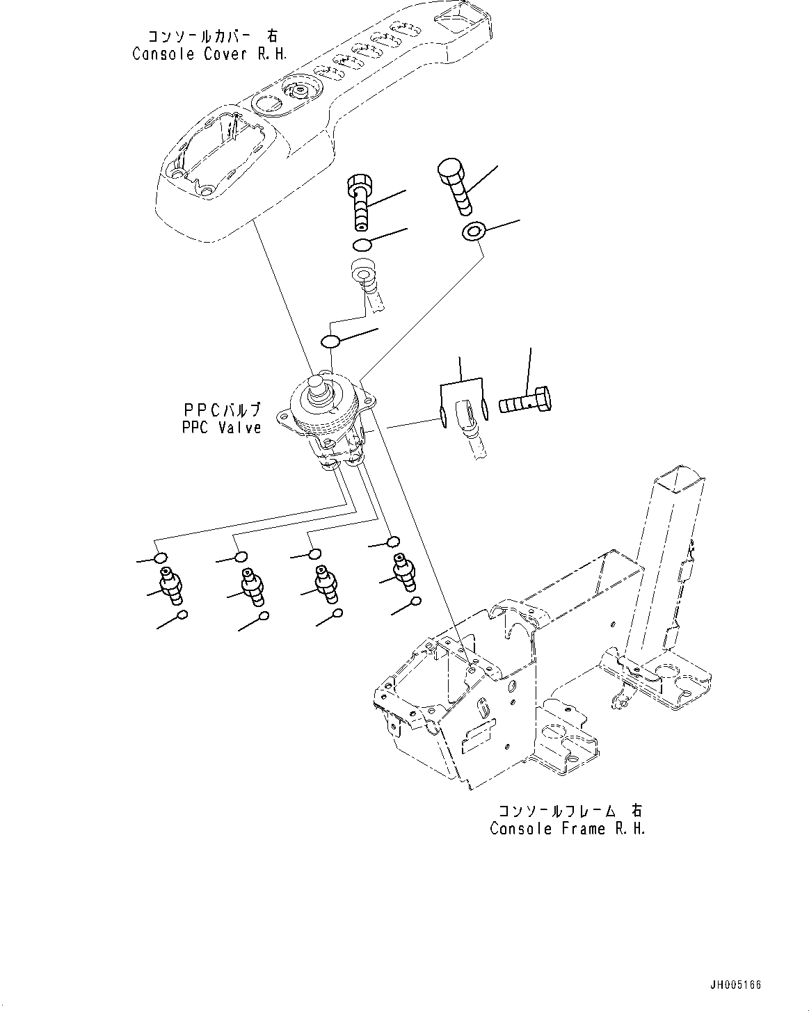 Excavators Komatsu / PC200LC-8M0 S/N 400001-UP(0000650C) / Cab, Floor, PPC Valve Mounting for Work Equipment, R.H. (#400001-400001)(K019043 : K1110-205043)