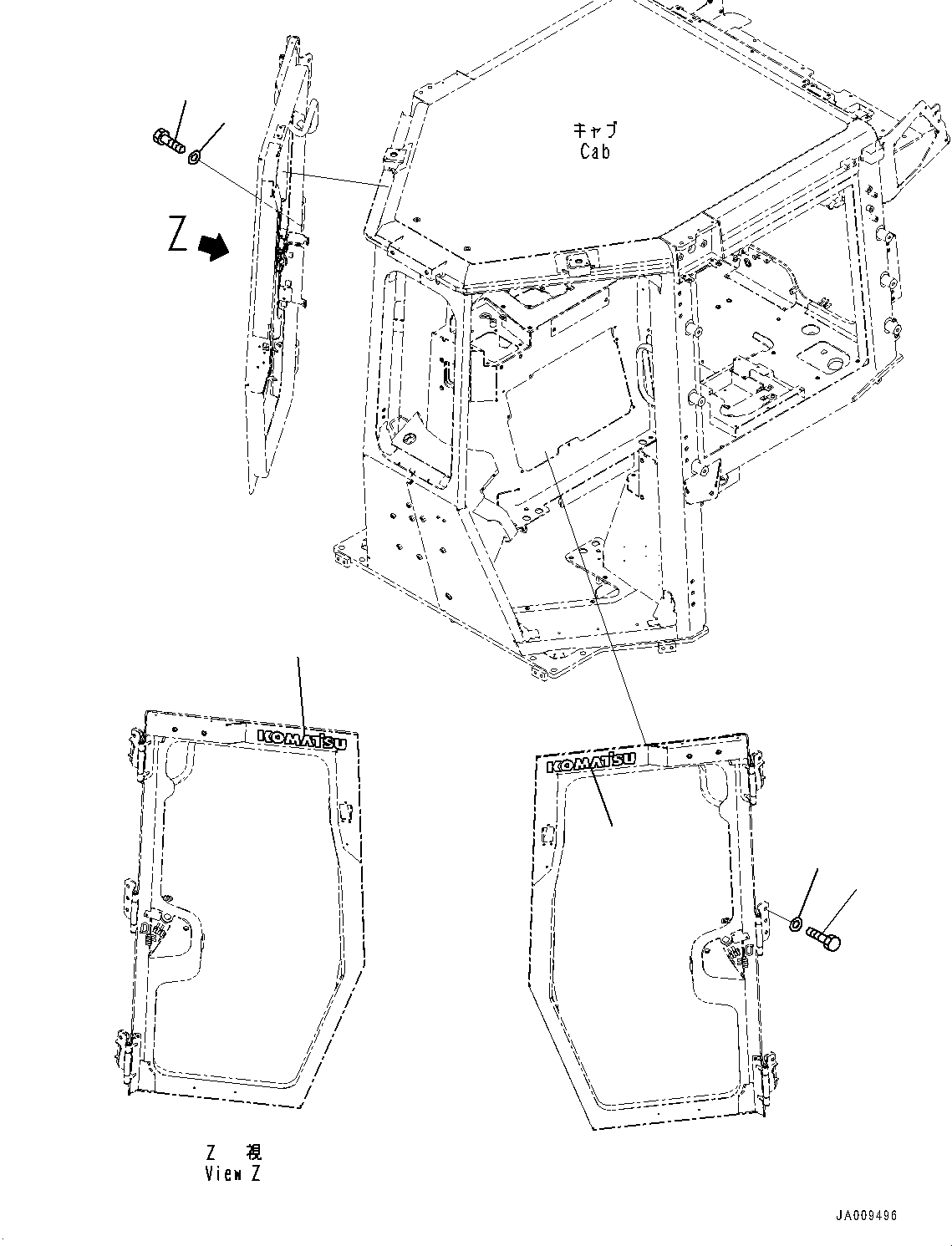 Bulldozers Komatsu / D61PX-23 S/N 30001-UP(0000655C) / Cab, Door Related Parts (#30001-)(K016006 : K0210-006006)