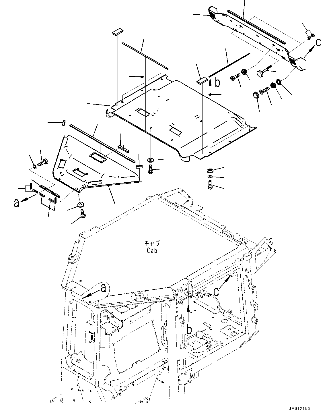 Bulldozers Komatsu / D61PX-23 S/N 30001-UP(0000655C) / Cab, Roof Cover (#30225-)(K015020 : K0210-005019A)