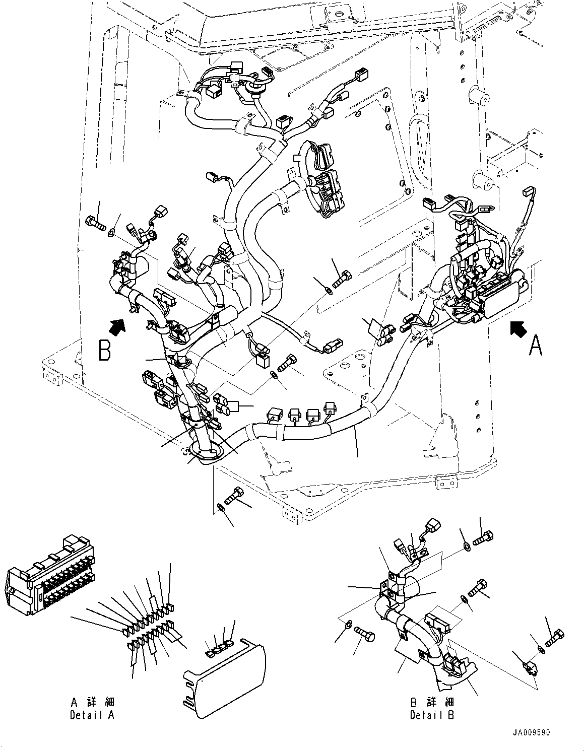 Bulldozers Komatsu / D61PX-23 S/N 30001-UP(0000655C) / Cab, Dashboard Wiring Harness Mounting (1/2) (#30001-)(K016045 : K0210-006044)