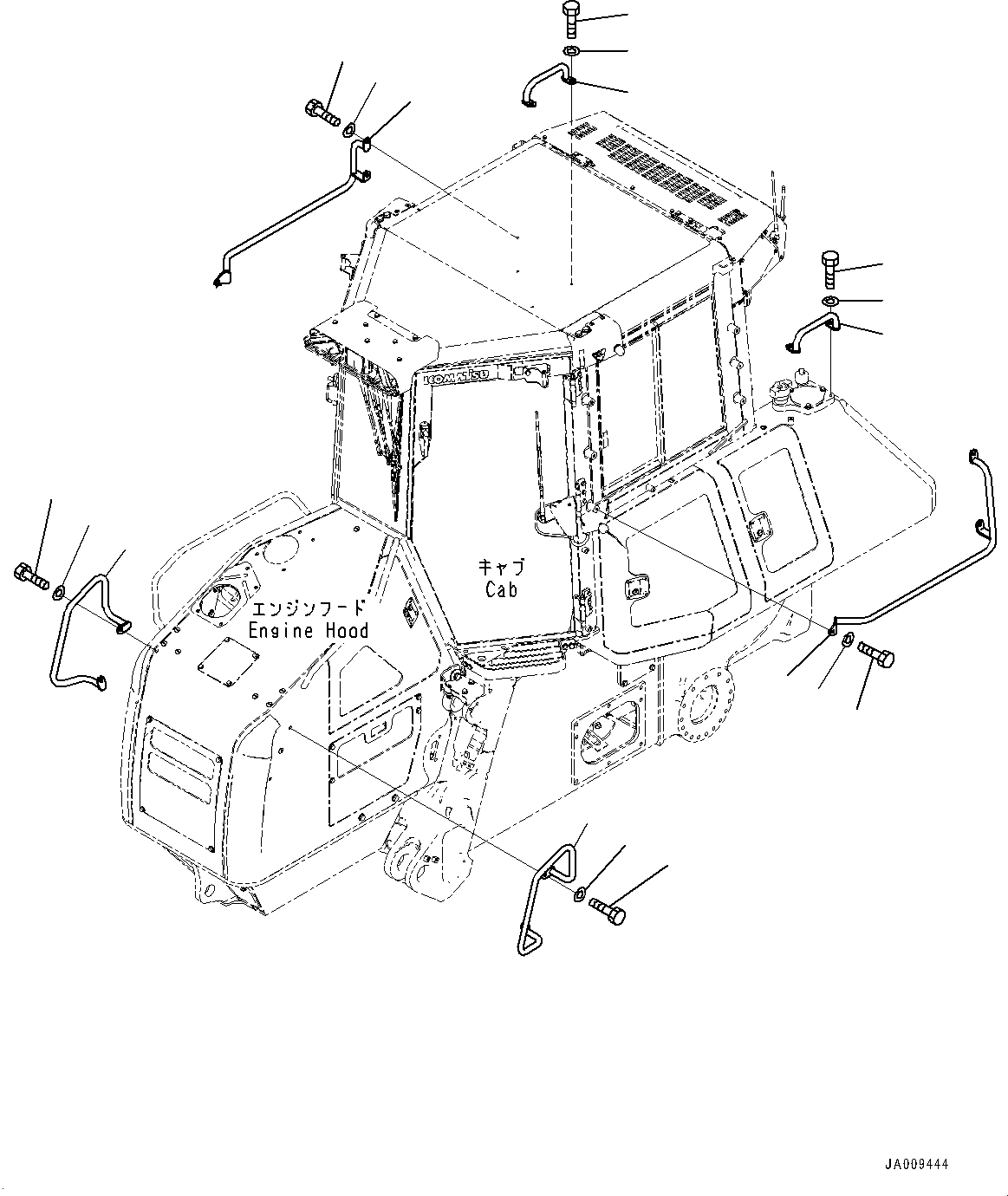 Bulldozers Komatsu / D61PX-23 S/N 30001-UP(0000655C) / Handrail,  (#30001-30618)(K027001 : K2810-001001)
