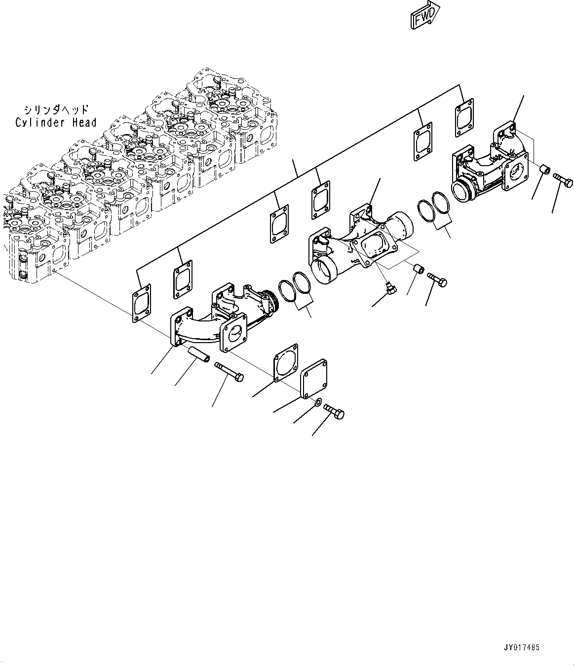 Engines Komatsu / SAA6D140E-6A S/N 730001-UP (For HM400-3)(0000657C) / Exhaust Manifold (#730001-)(A006001 : A1510-001001)