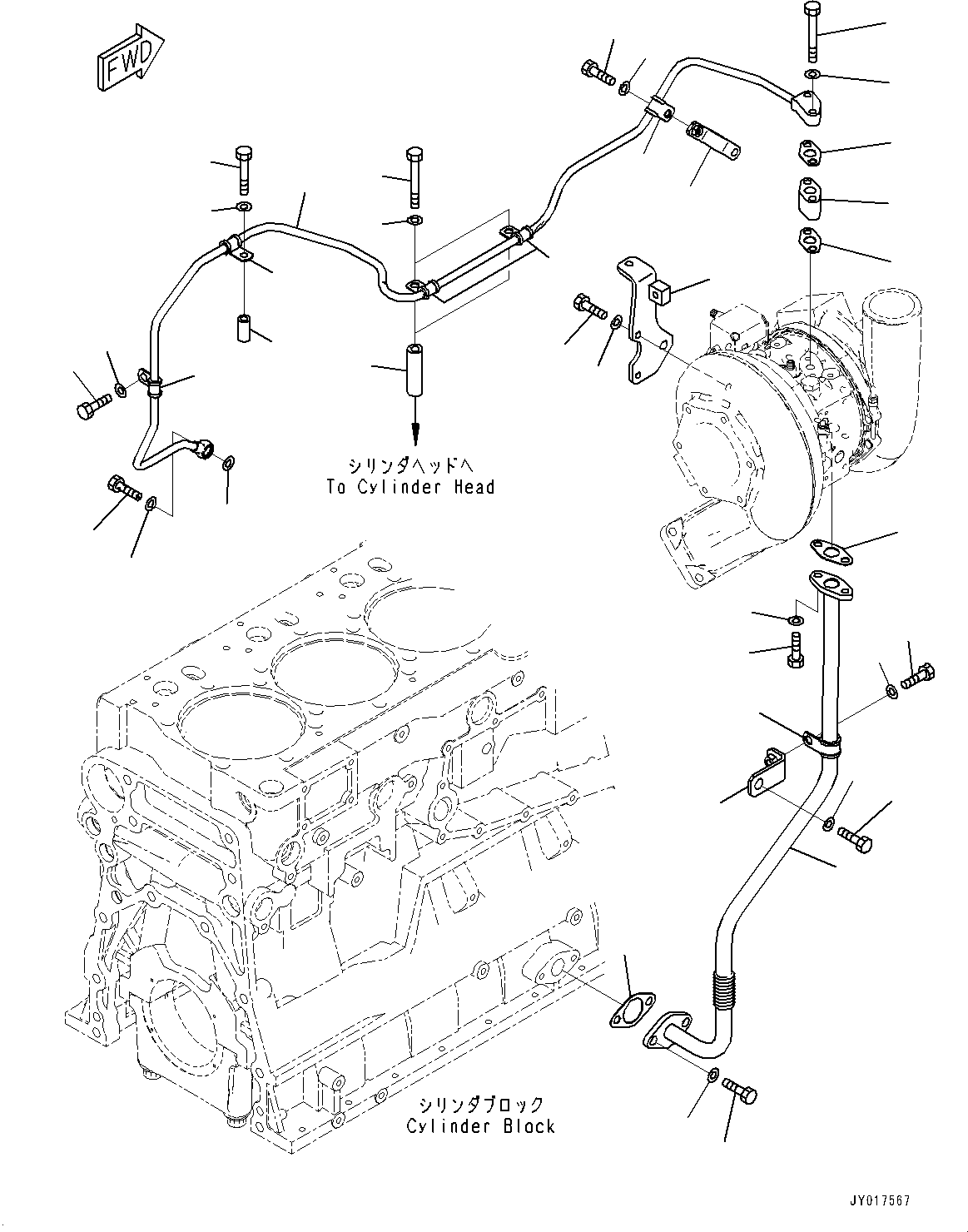 Engines Komatsu / SAA6D140E-6A S/N 730001-UP (For HM400-3)(0000657C) / Variable Geometry Turbocharger (VGT), Lubrication Piping (#730477-)(A008002 : A1530-002002)