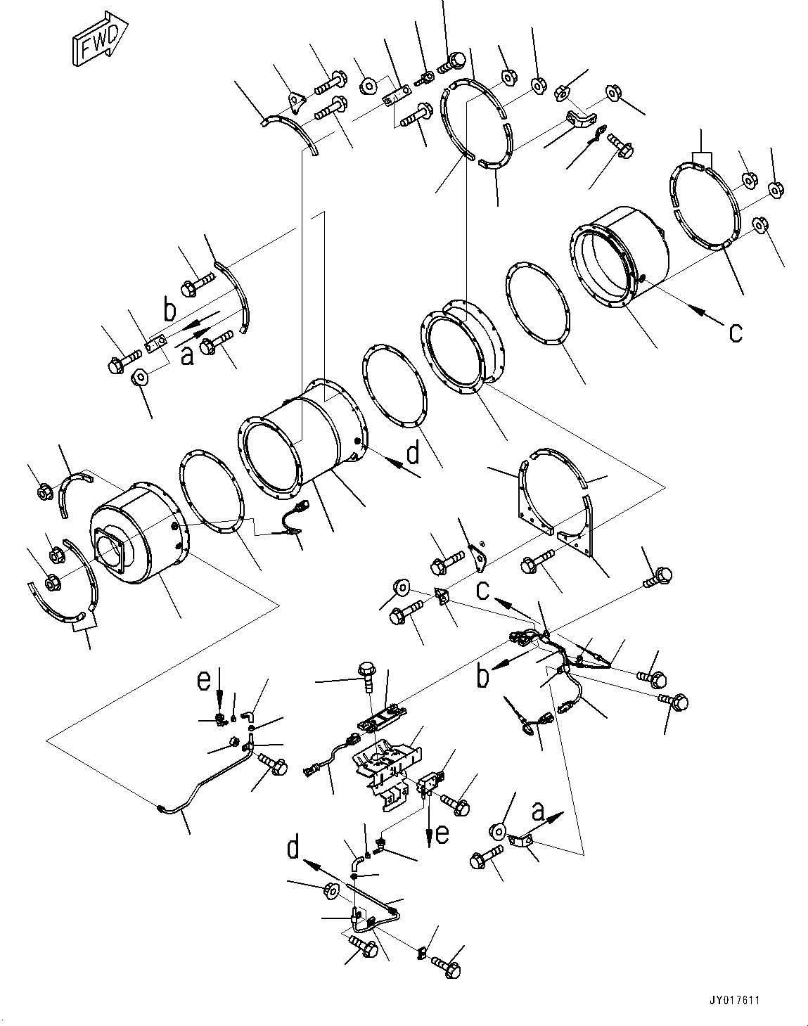 Engines Komatsu / SAA6D140E-6A S/N 730001-UP (For HM400-3)(0000657C) / Komatsu Diesel Particulate Filter (KDPF), Tube (#730001-)(A011001 : A1610-001001)
