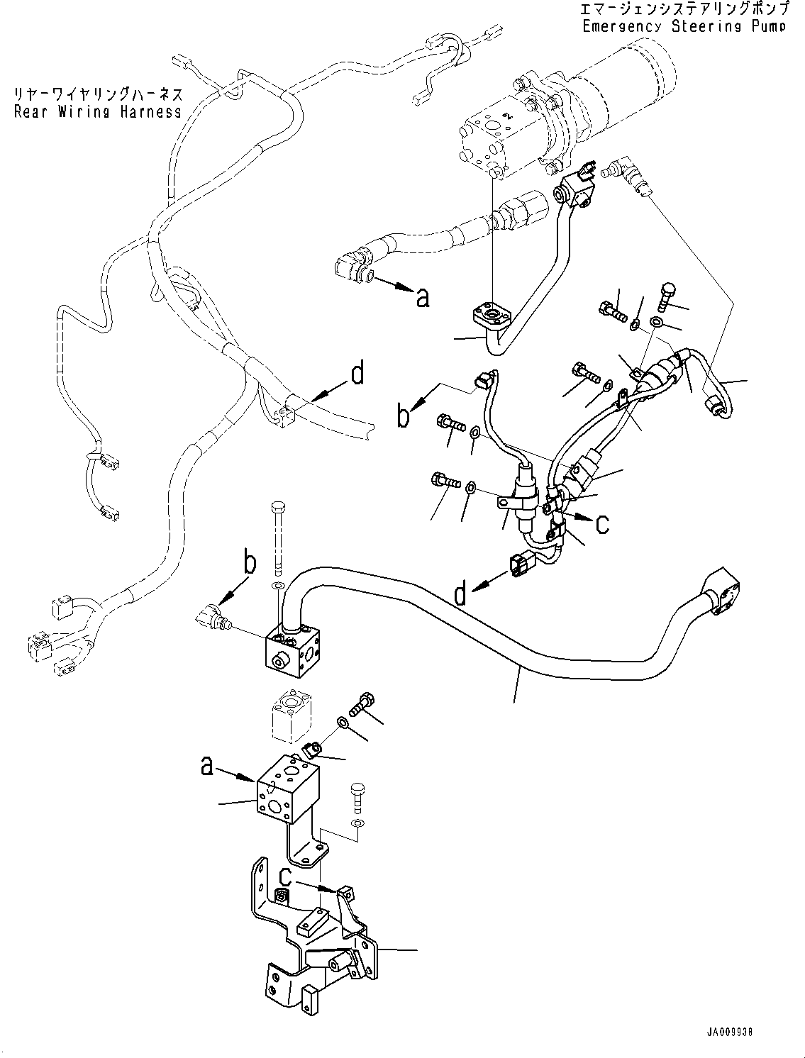 Wheel Loaders Komatsu / WA470-7 S/N 10001-UP(0000681C) / Rear Wiring Harness, Emergency Steering Wiring Harness (#10001-)(E015011 : E0202-001009)