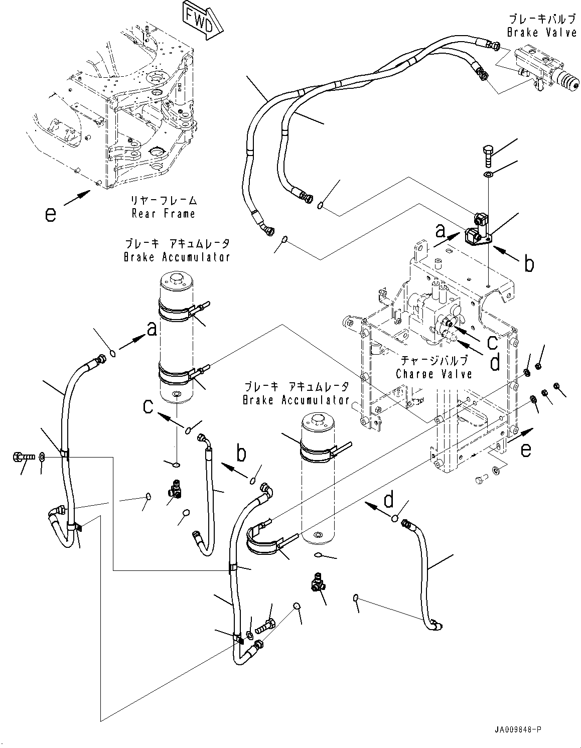 Wheel Loaders Komatsu / WA470-7 S/N 10001-UP(0000681C) / Brake Control, Brake Accumulator Piping (#10001-)(K044005 : K4460-007003)