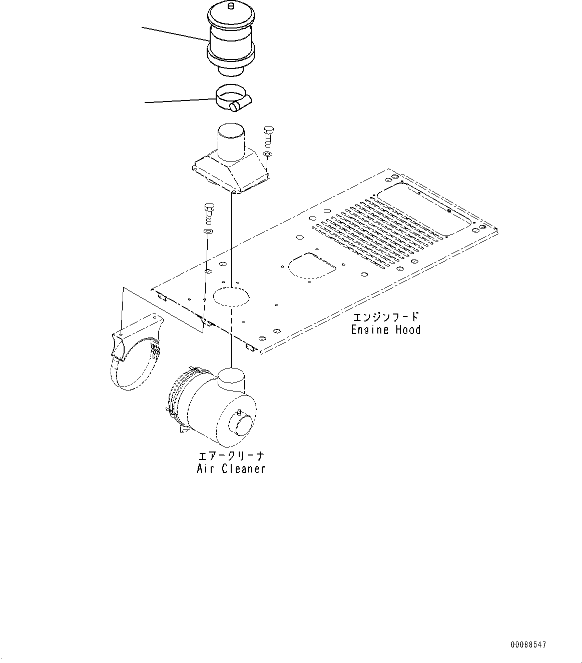 Wheel Loaders Komatsu / WA470-7 S/N 10001-UP(0000681C) / Hood, Pre-cleaner (#10001-10359)(M011014 : M4100-007014)