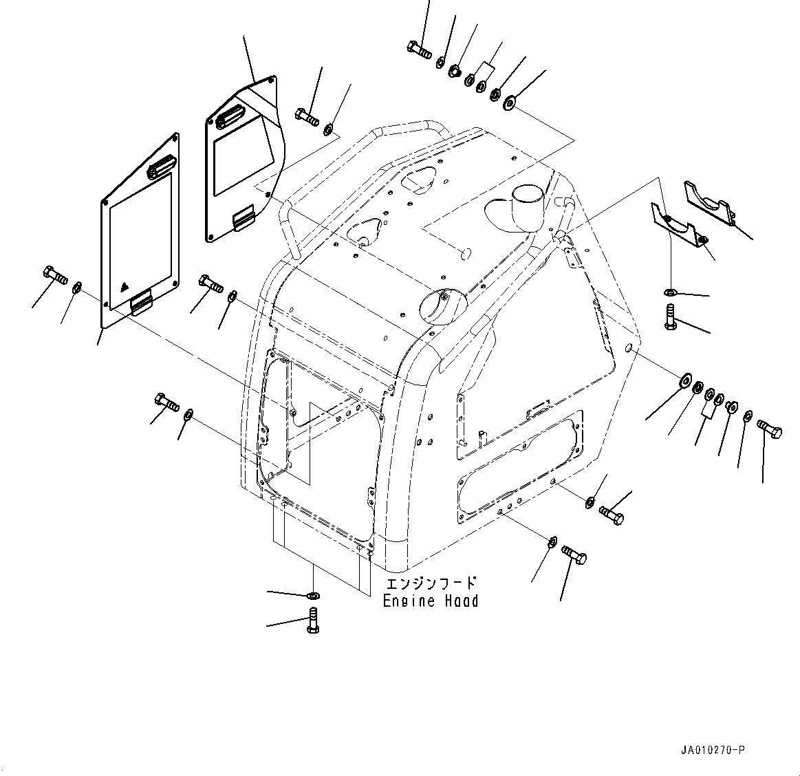 Bulldozers Komatsu / D37PX-23 S/N 80001-UP(0000691C) / Engine Hood, Cover, R.H. (#80001-)(M001004 : M2141-001004)