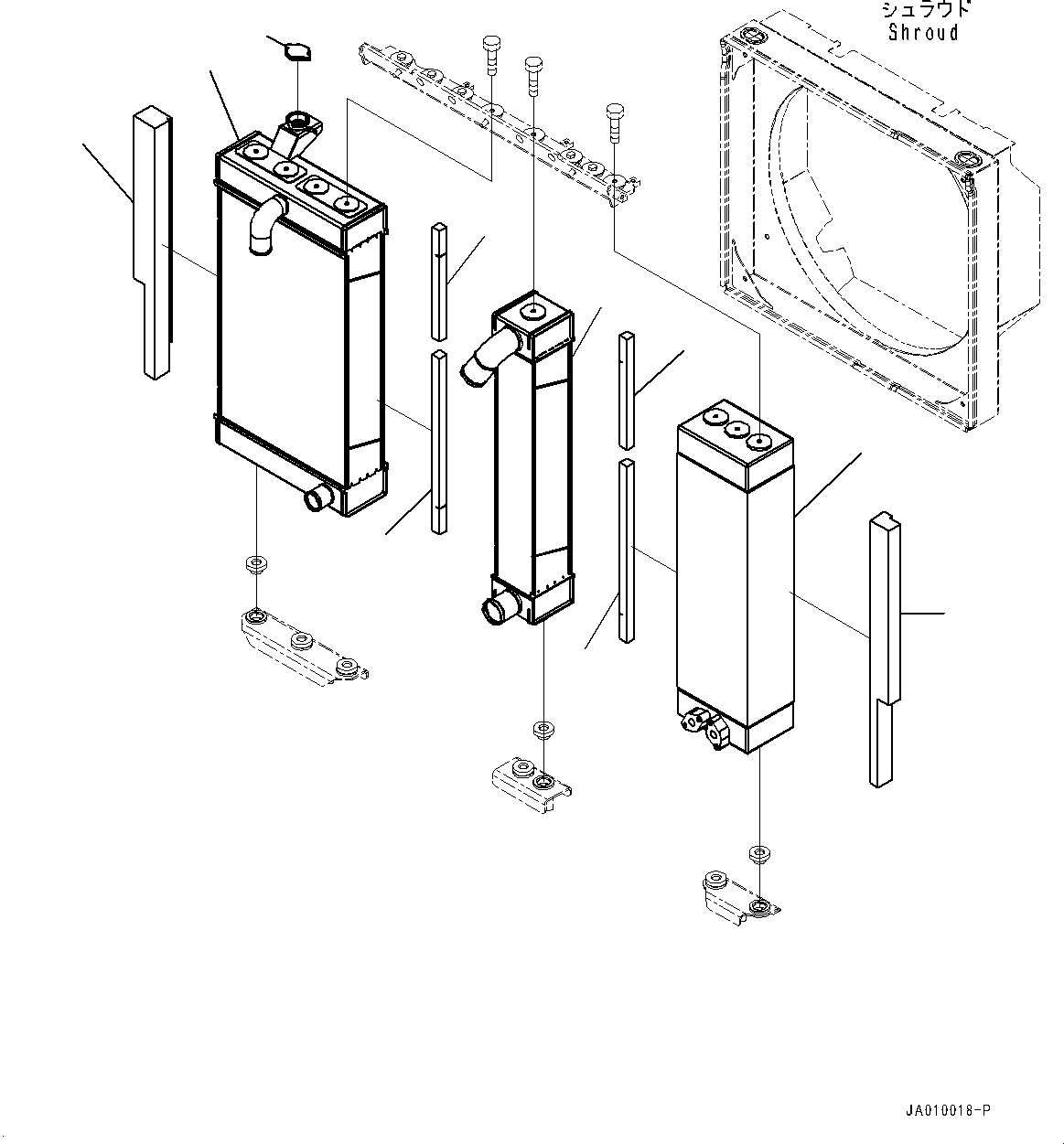 Bulldozers Komatsu / D39PX-23 S/N 90001-UP(0000693C) / Cooling System, Radiator Core, Aftercooler and Oil Cooler (#90001-)(C001001 : C0100-001001)