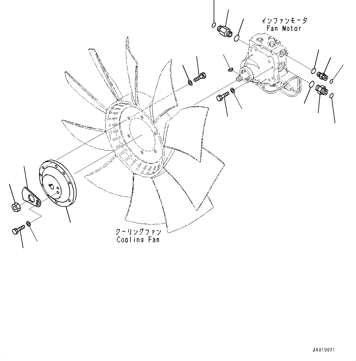 Bulldozers Komatsu / D39PX-23 S/N 90001-UP(0000693C) / Cooling System, Fan Motor Related Parts (#90001-)(C001007 : C0100-001007)