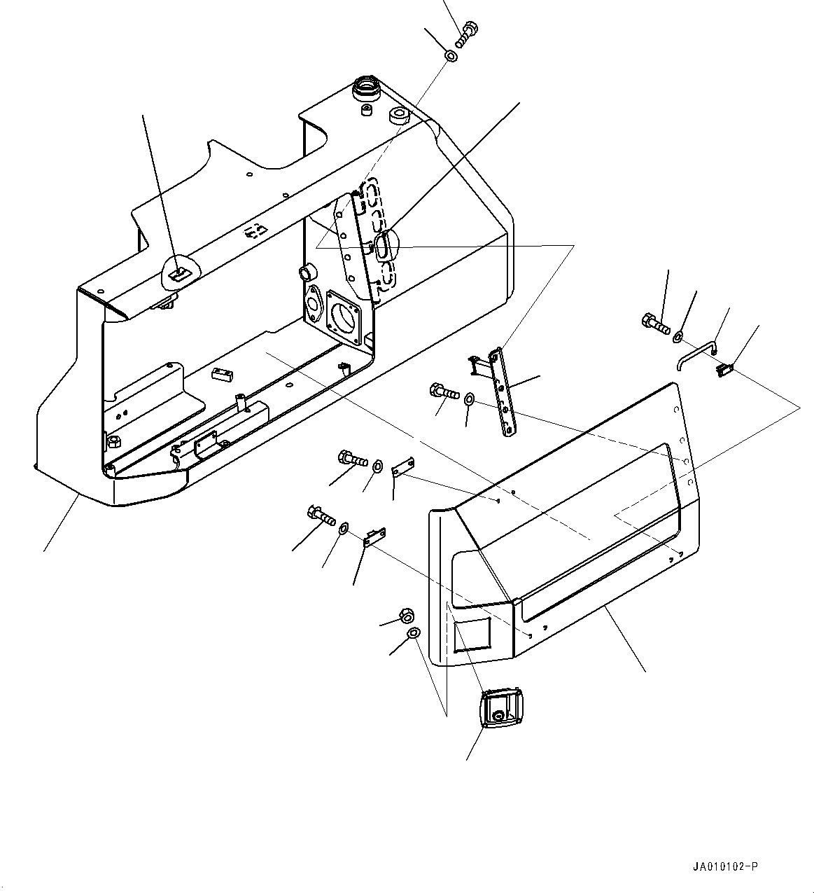 Bulldozers Komatsu / D39PX-23 S/N 90001-UP(0000693C) / Hydraulic Tank, Tank and Bracket (#90001-)(H001001 : H0110-001001)