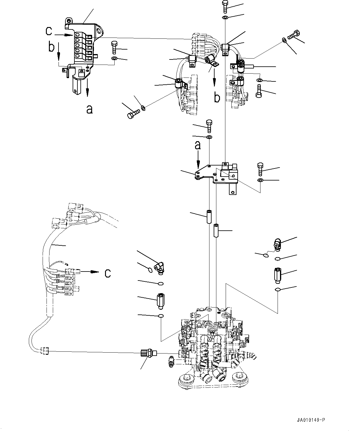 Bulldozers Komatsu / D39PX-23 S/N 90001-UP(0000693C) / Control Valve, Bracket and Elbow (#90001-)(H002011 : H0120-001011)
